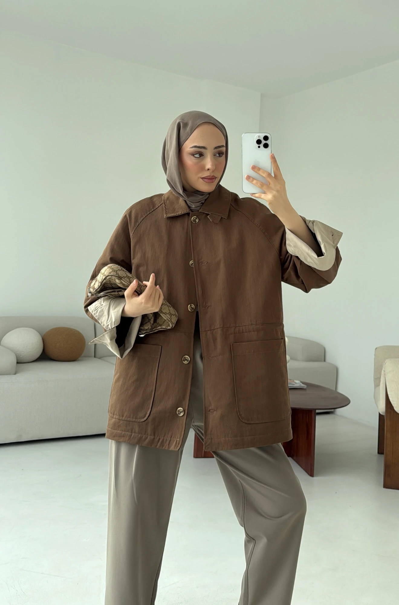 Beli Kordonlu Dolgulu Ceket Kahve