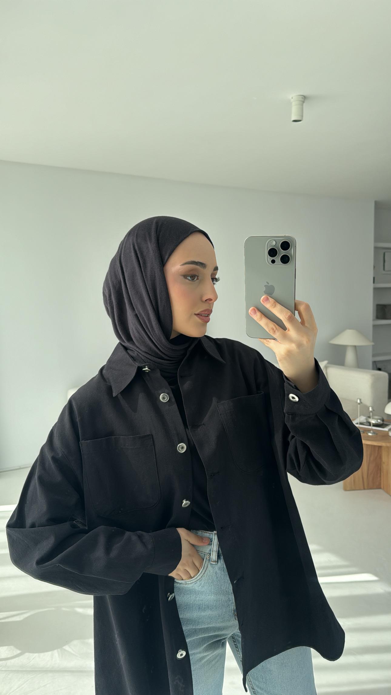 Apero Baskılı Gabardin Ceket Siyah