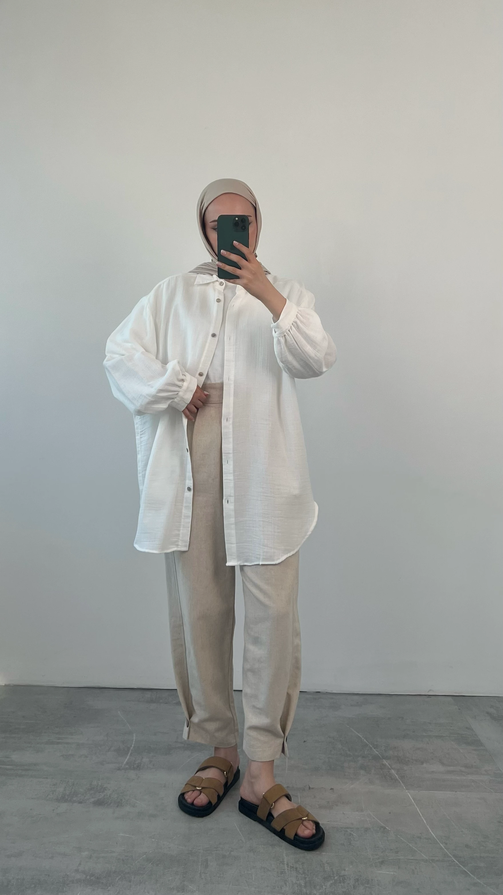 Oversize Müslin Gömlek Beyaz