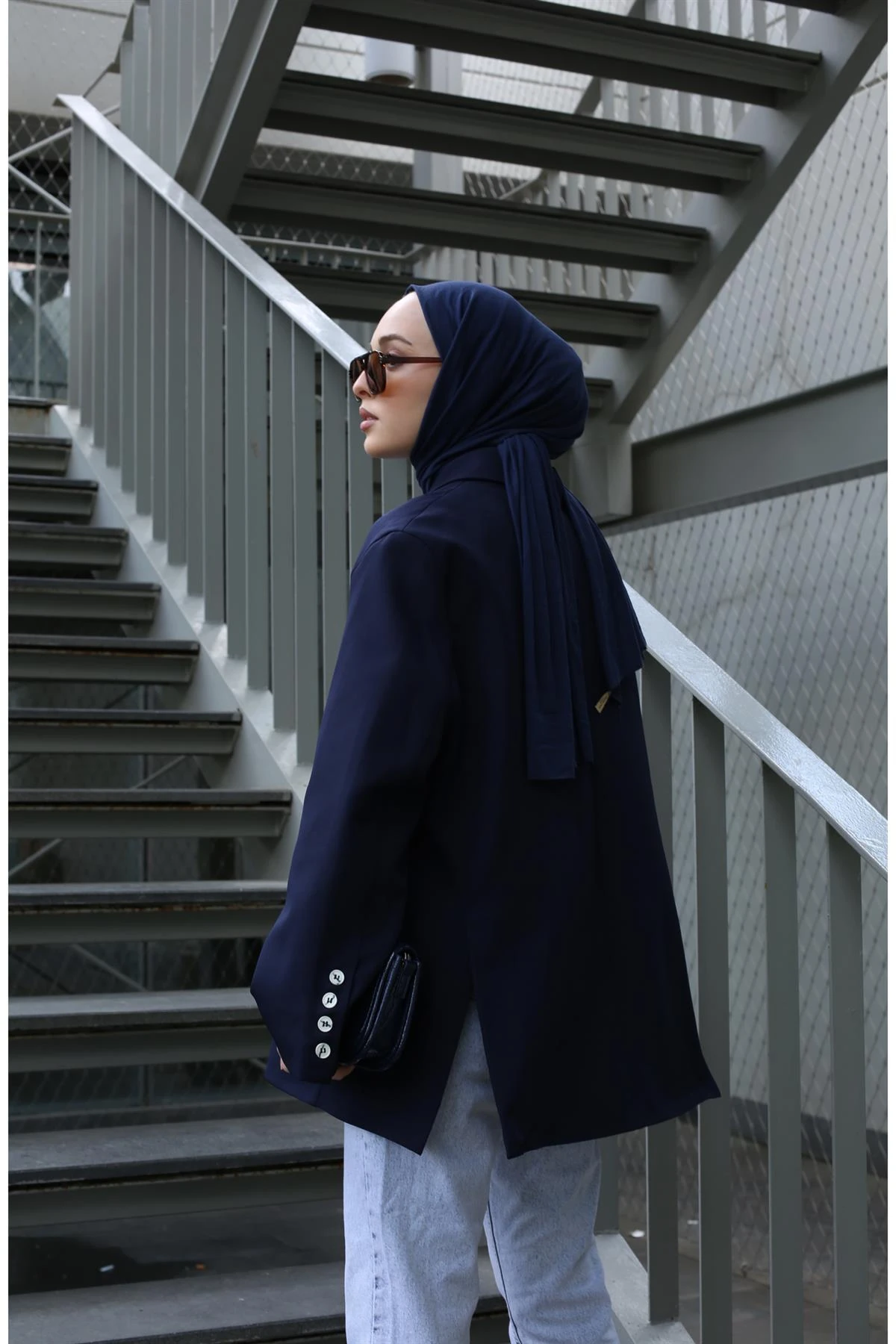 Lacivert Dadfit Oversize Blazer