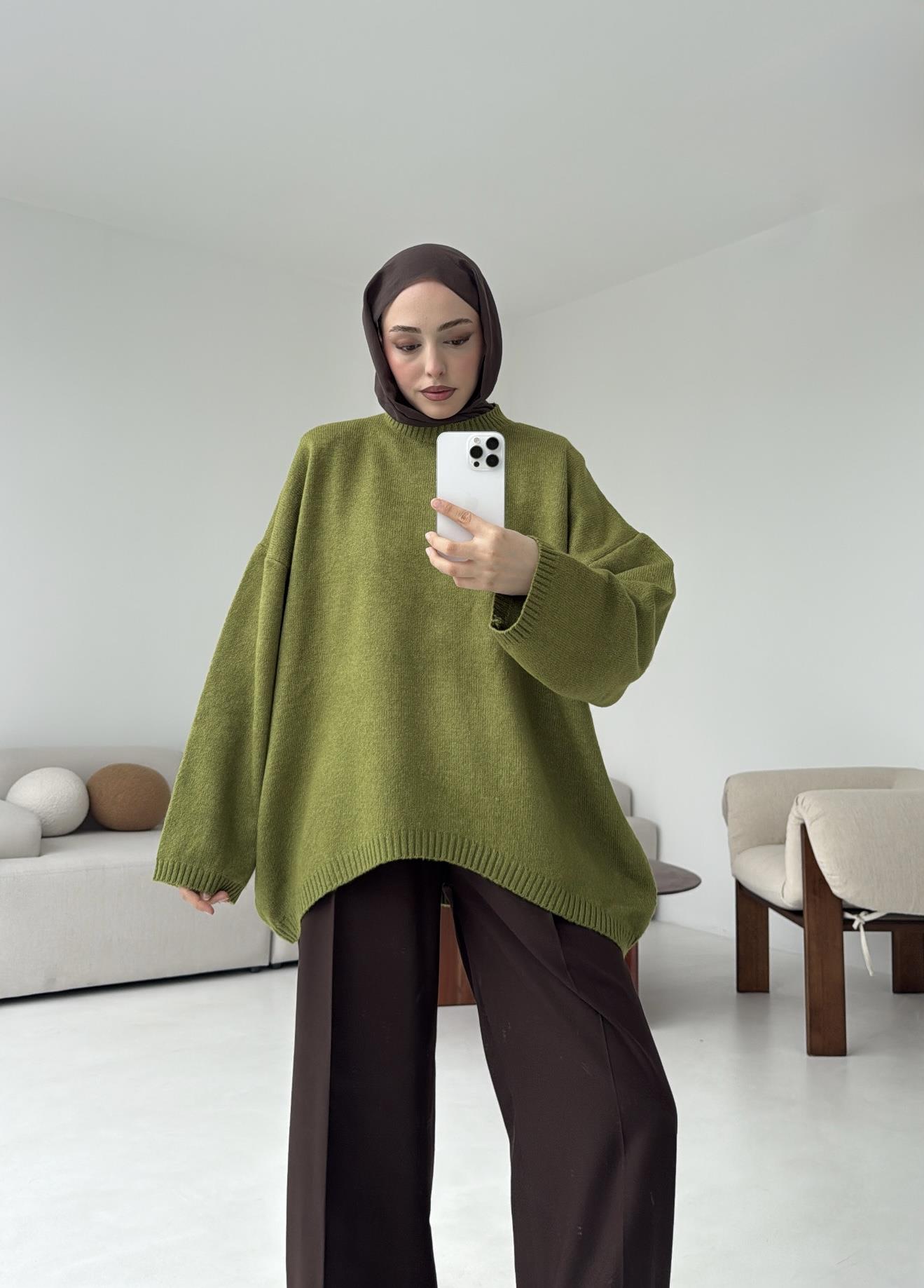 Yumuşak Kazak Olive