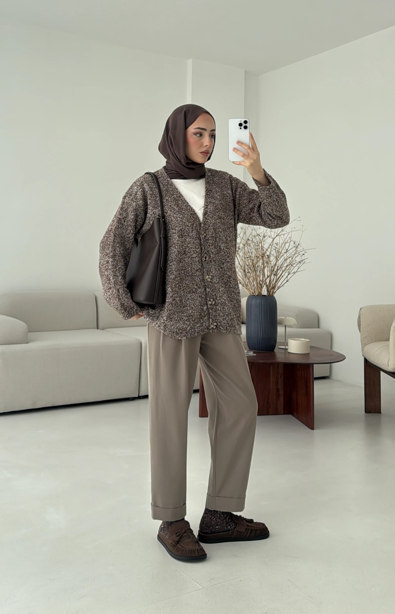 Kahve Benekli Hırka 