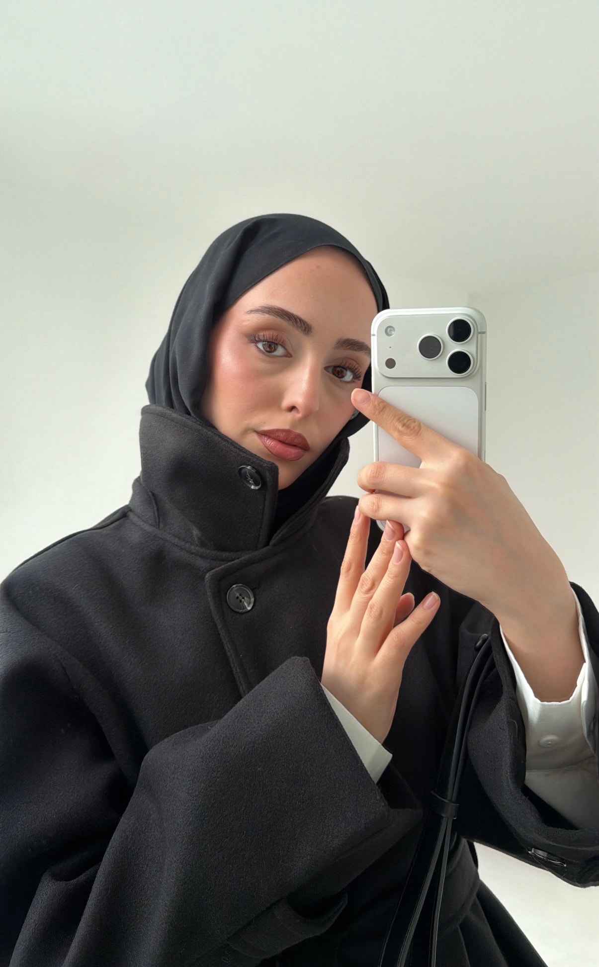 Kol Apoletli Kaşe Kaban Siyah