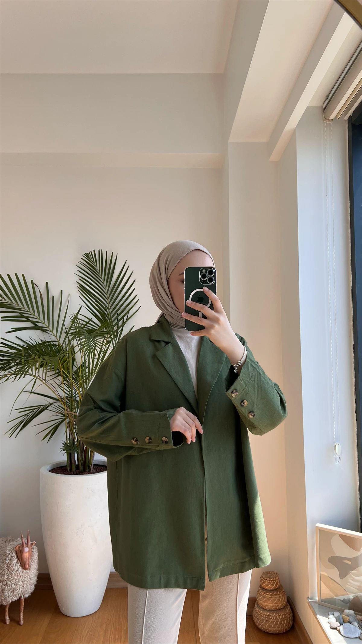 Kruvaze Yazlık Ceket Yeşil