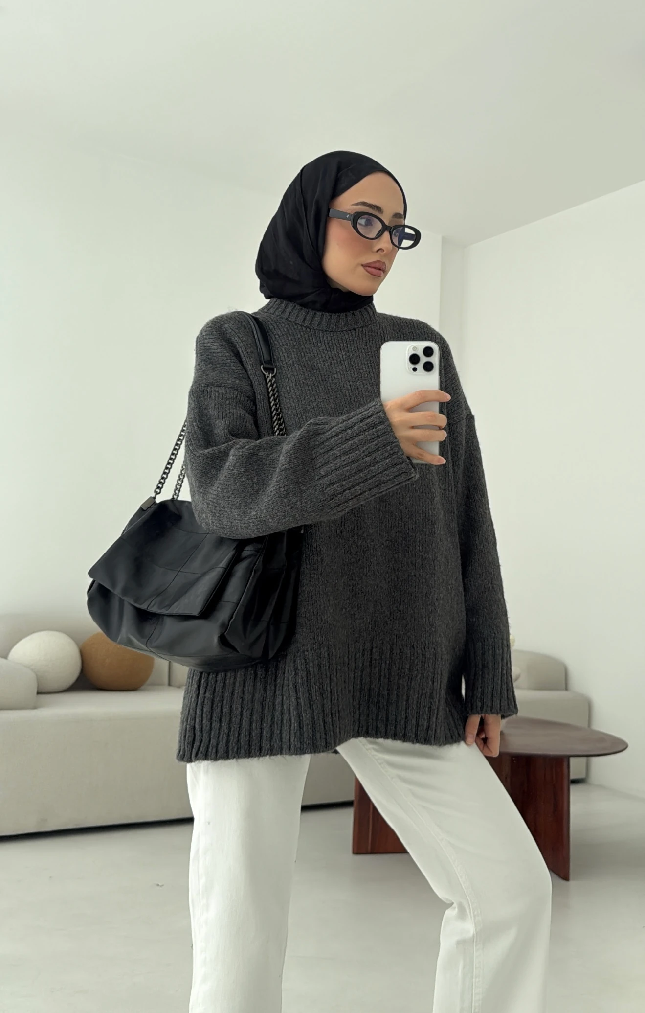 Oversize Soft Triko Kazak Antrasit
