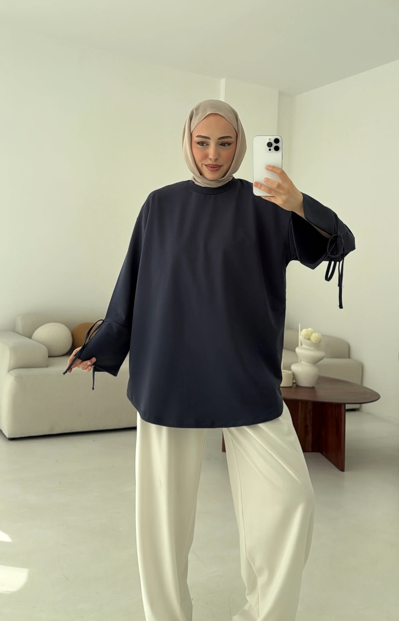 Manşeti Yırtmaçlı Sweat Antrasit