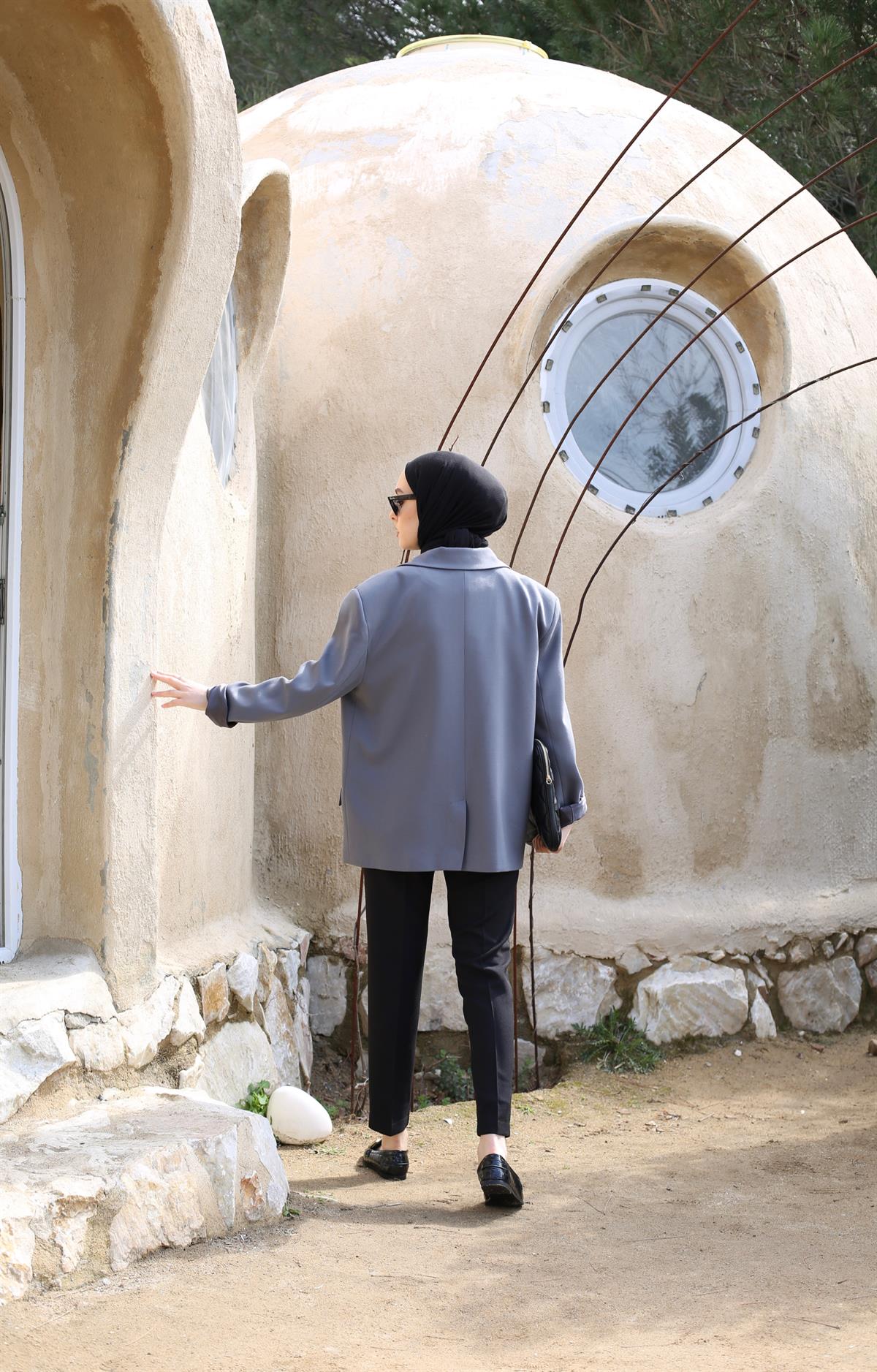 Oversize Kesim Blazer Ceket Antrasit