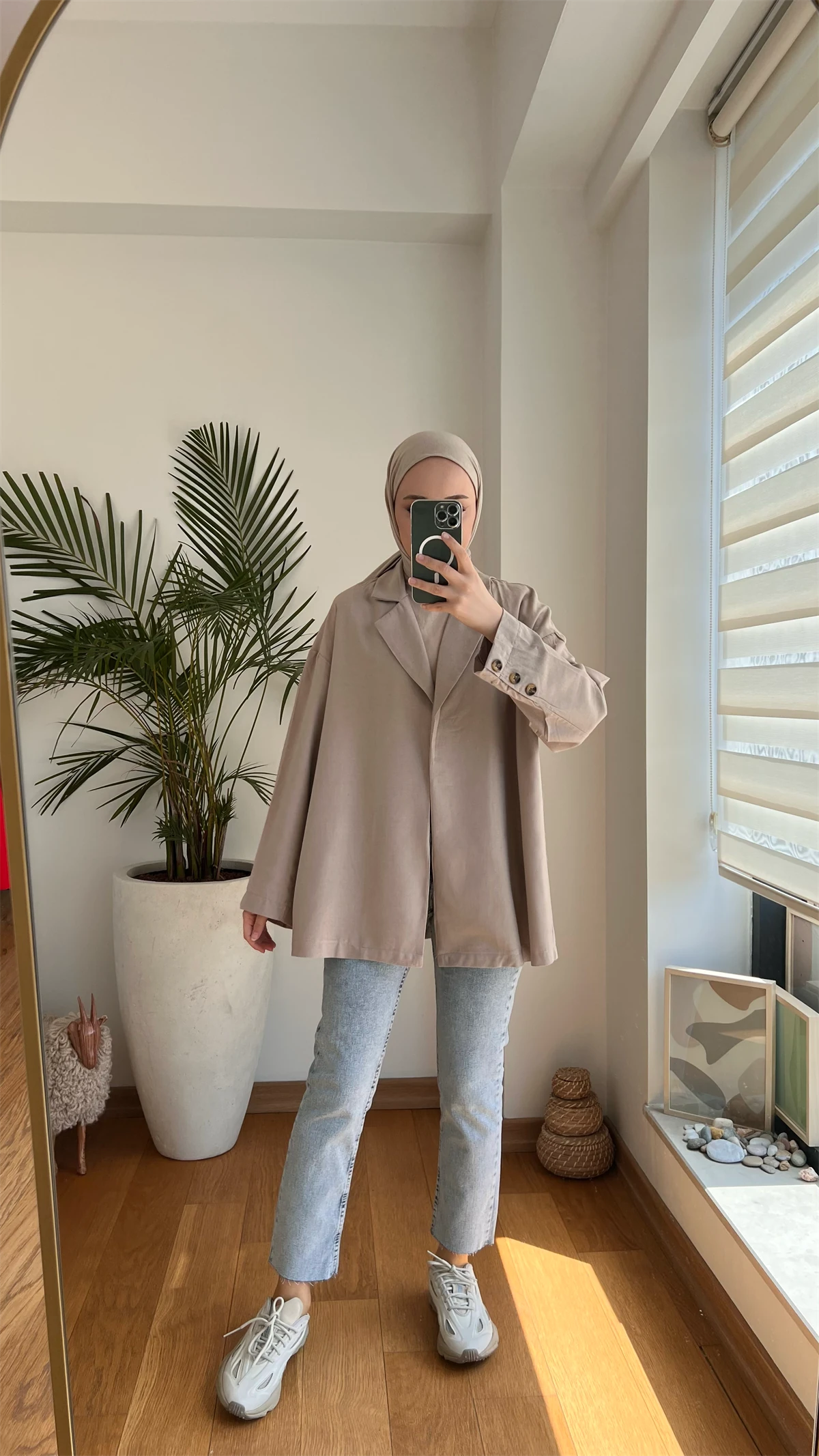 Kruvaze Yazlık Ceket Vizon