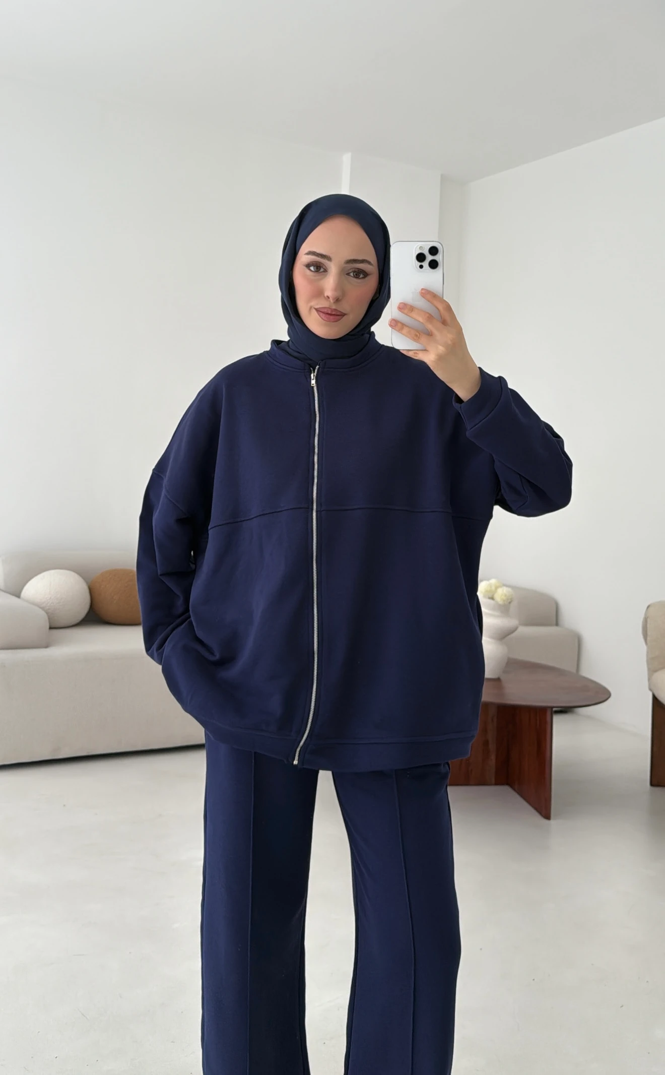 Fermuarlı 3 İplik Takım Lacivert