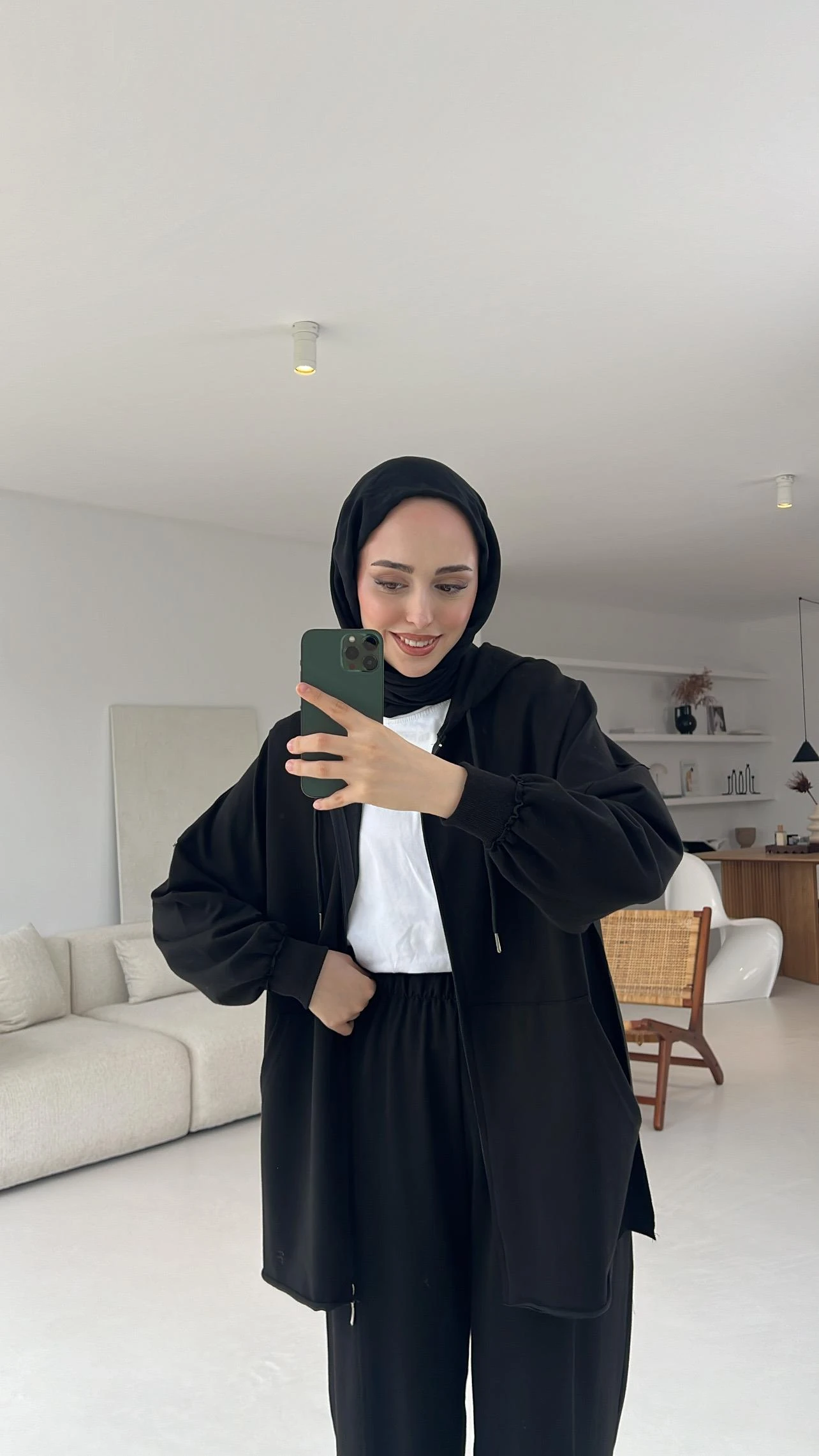 Fermuarlı Dikişsiz Takım Siyah