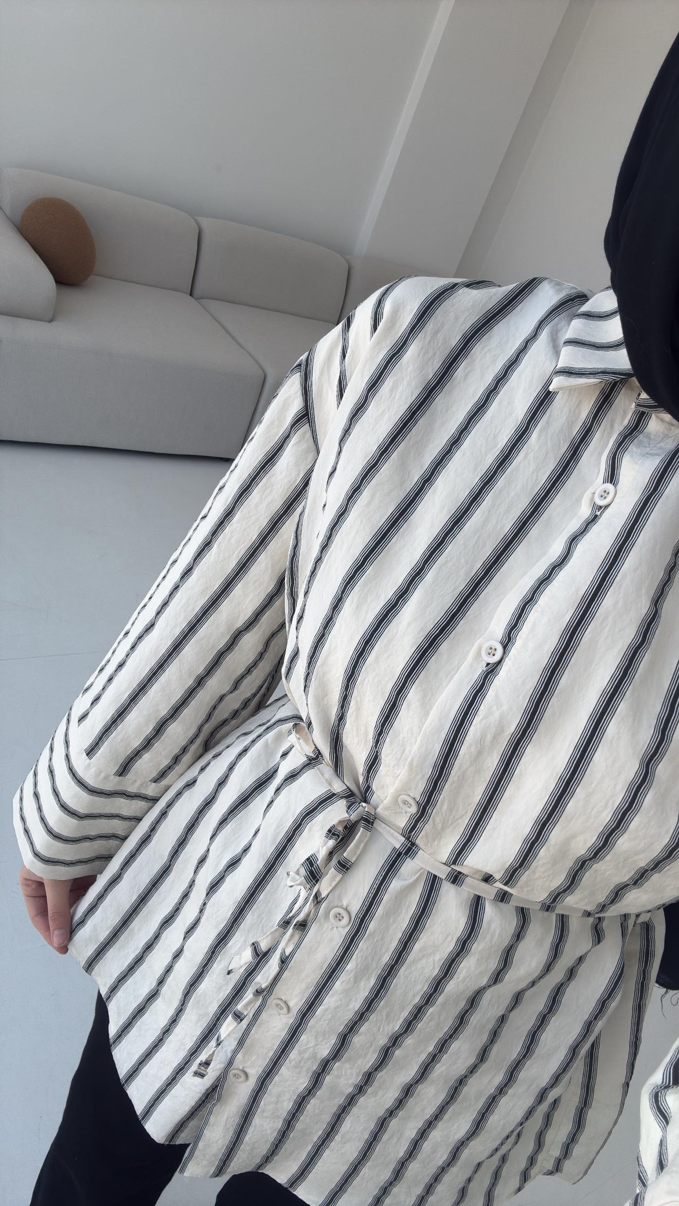 Çizgili Bağlamalı Gömlek