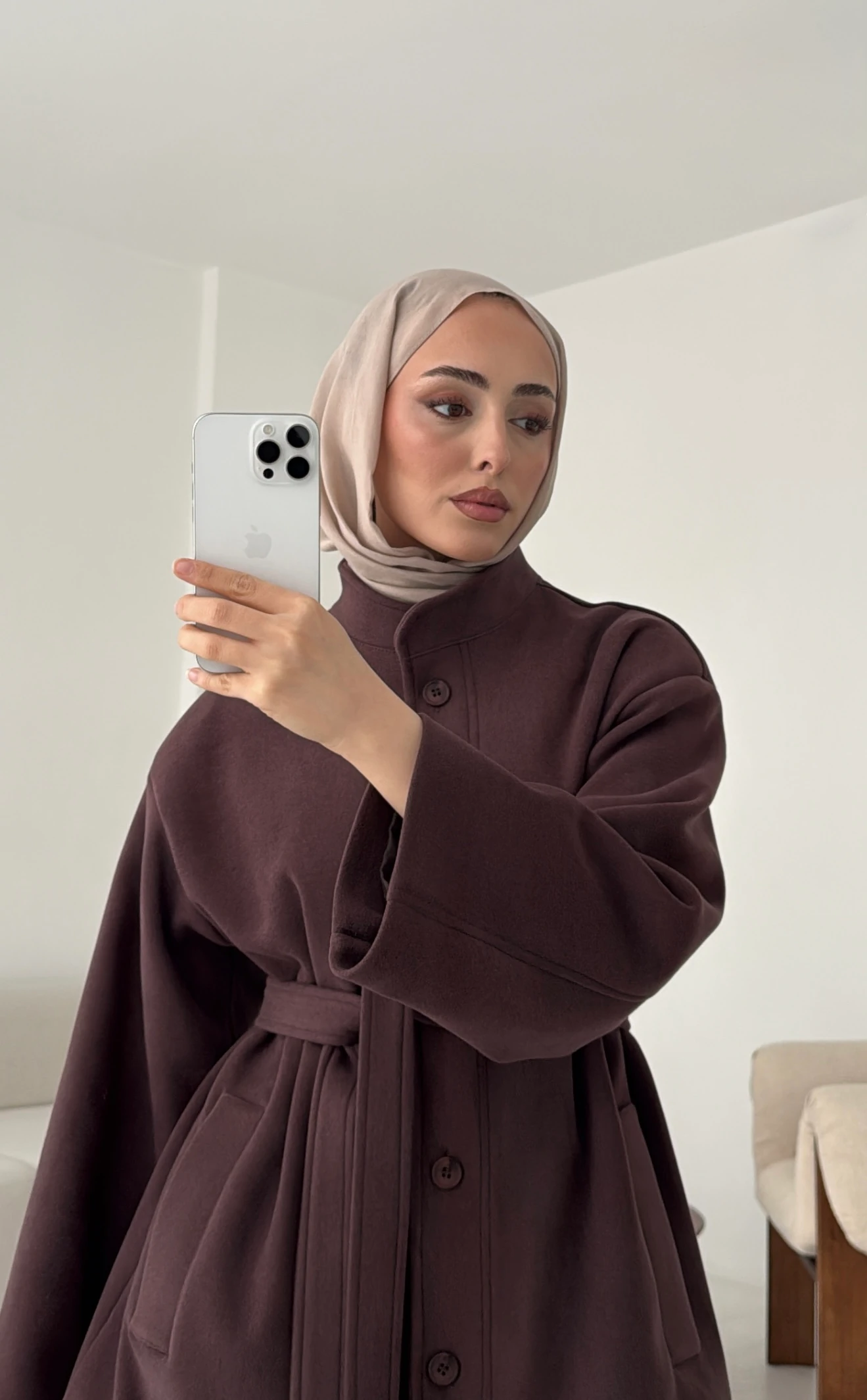 Hakim Yaka Atkılı Ceket/Kaban Mürdüm