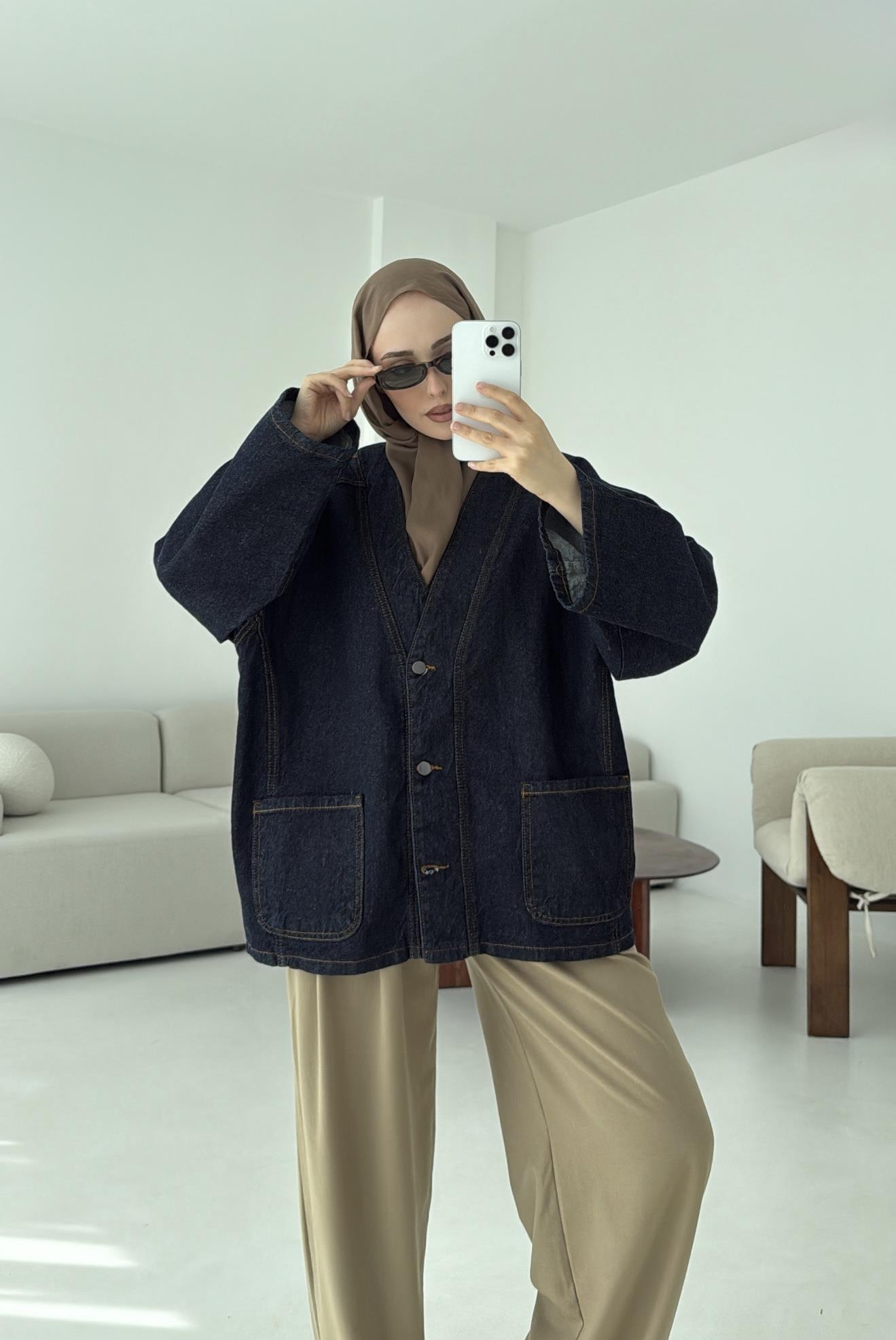 Oversize Wide Denim Ceket