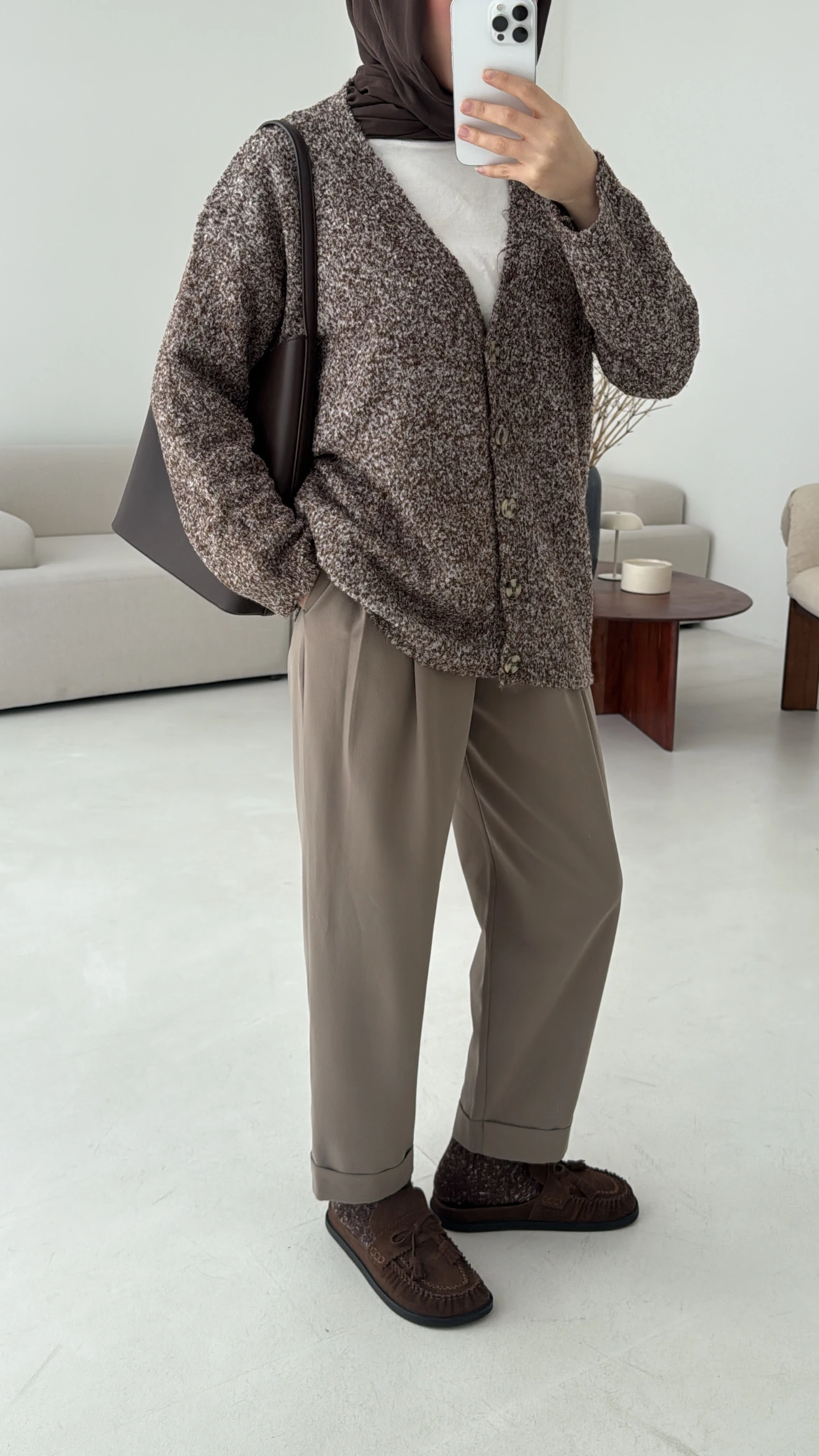 Kahve Benekli Hırka 