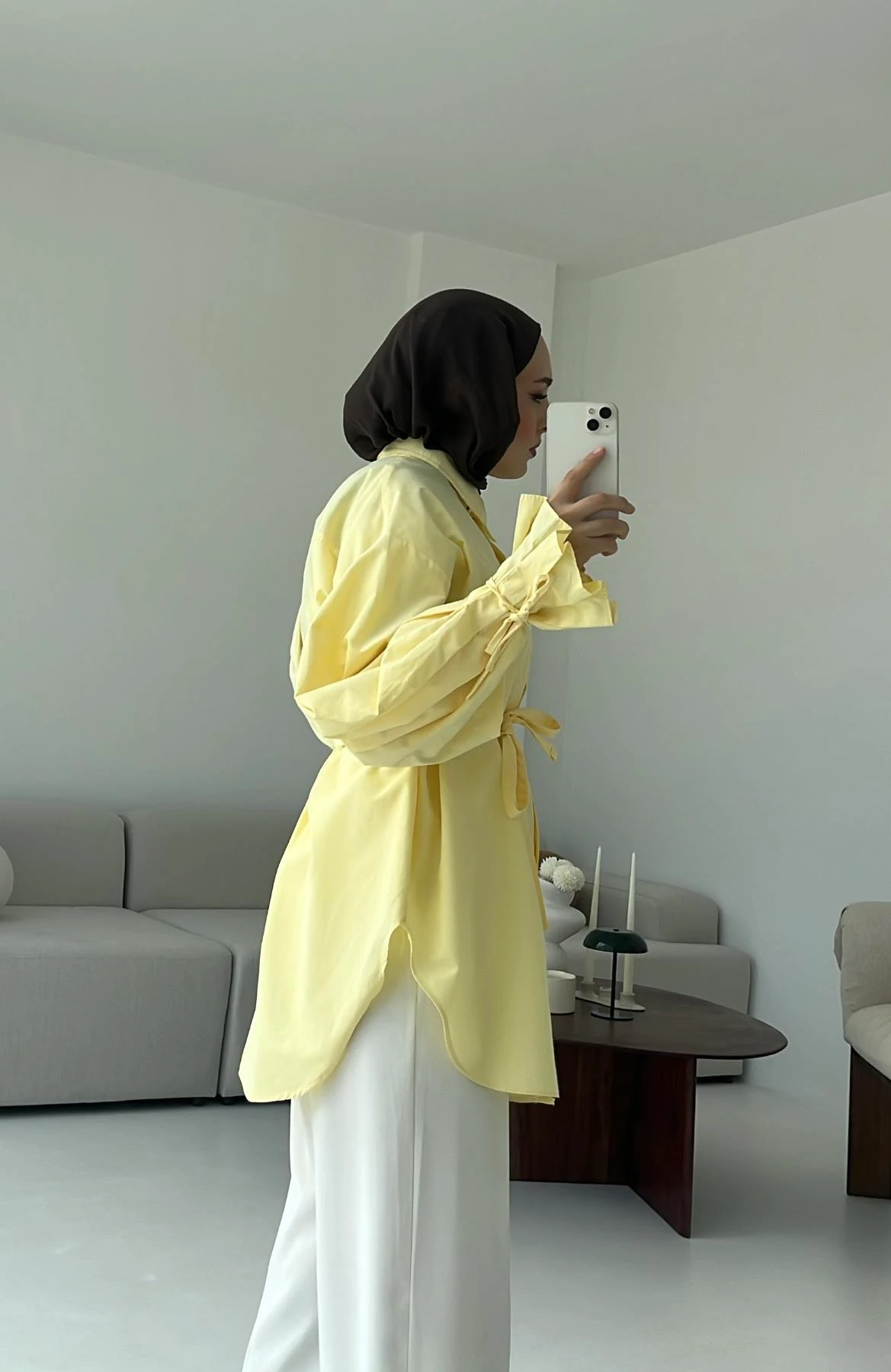 Kol Detay Tasarım Gömlek Sarı