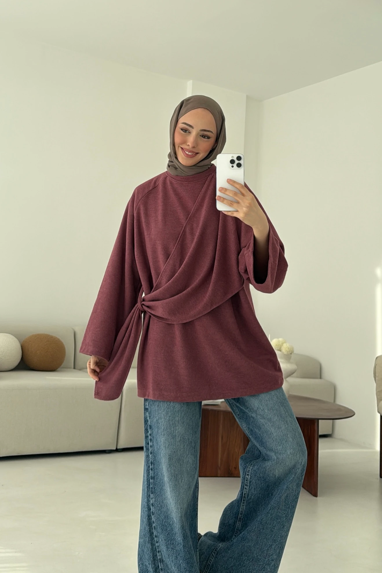 Yandan Şallı Tunik Gül