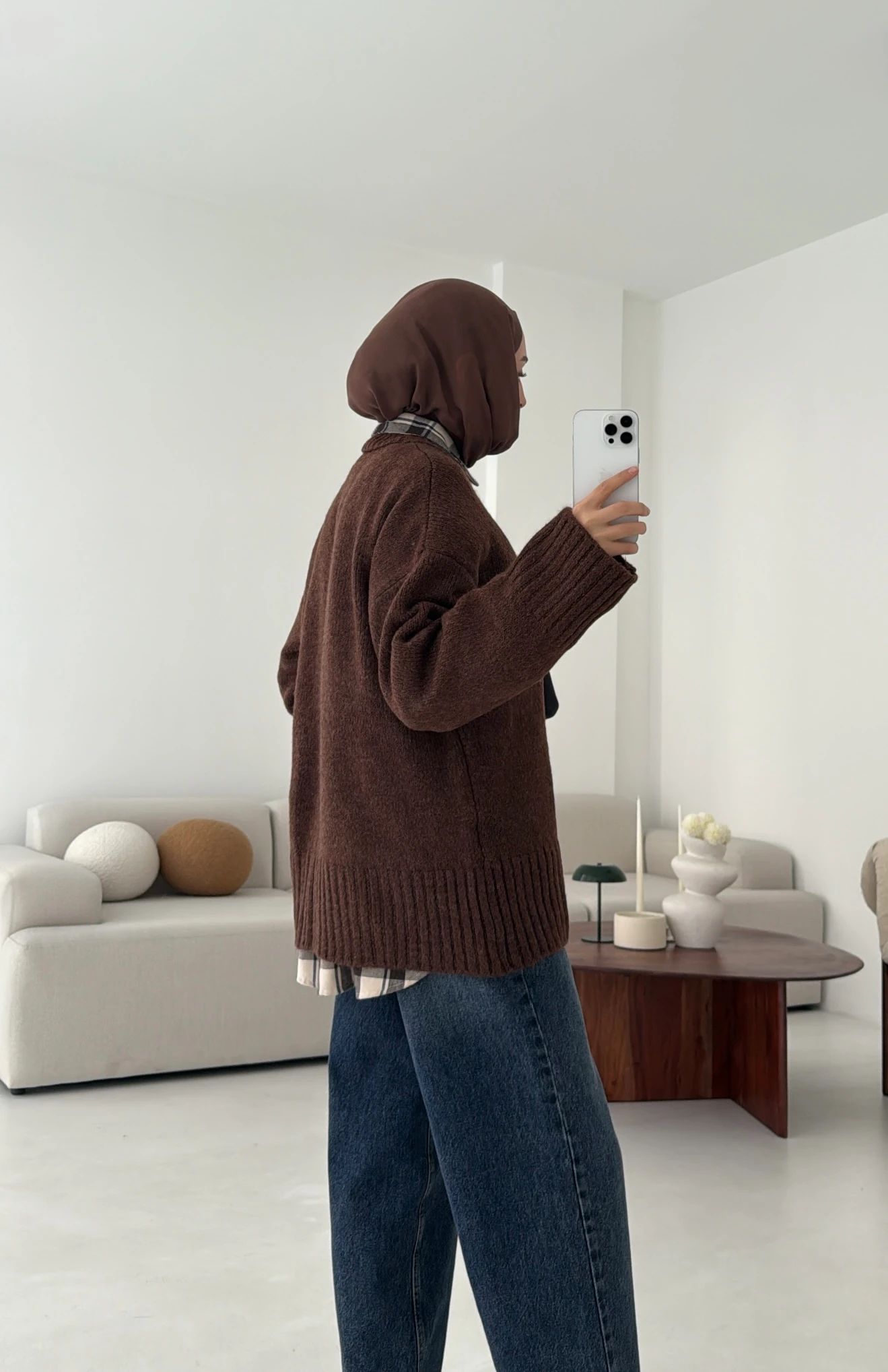 Oversize Soft Triko Kazak Kahve