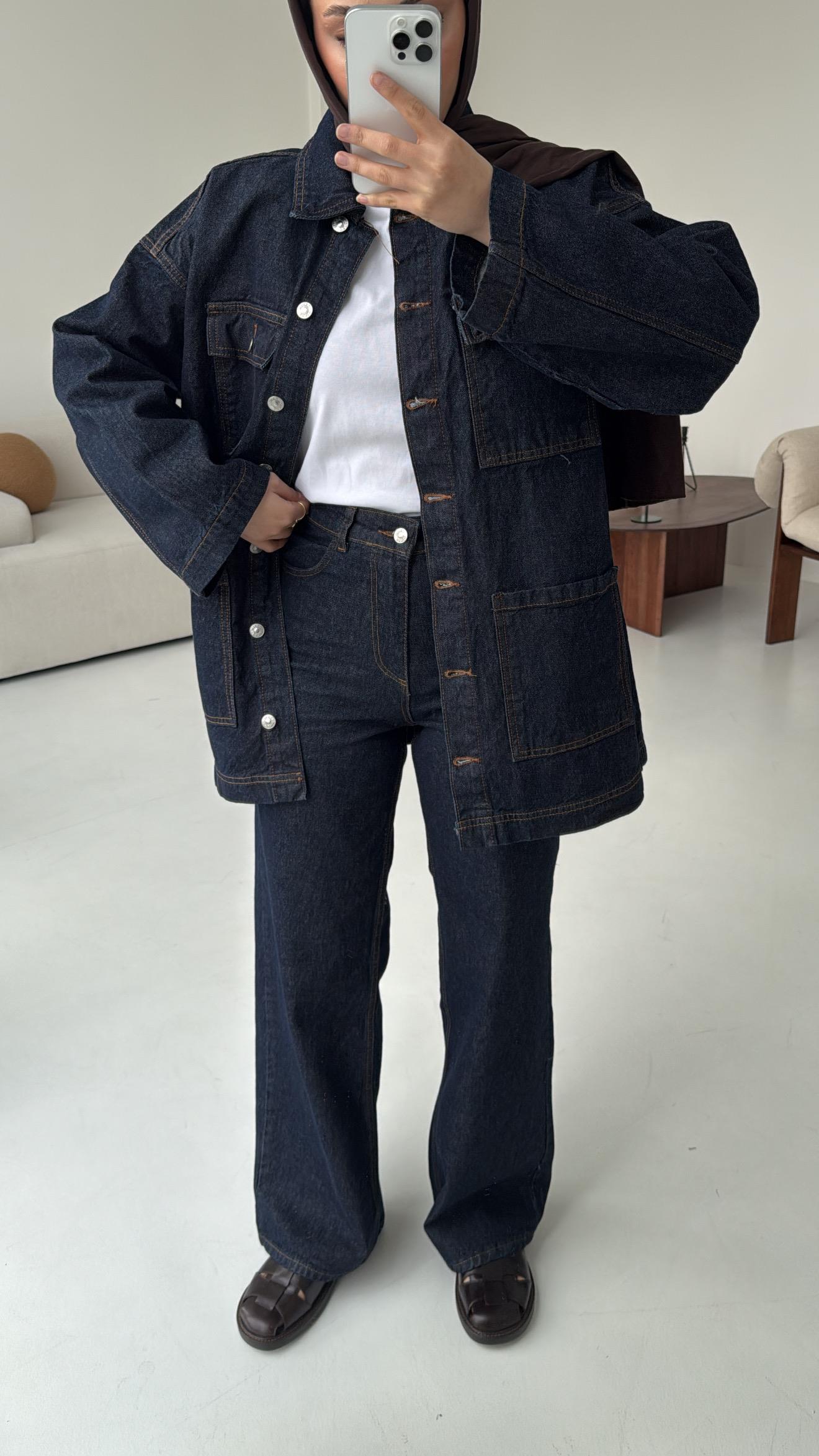 Seyyar Kemerli Denim Takım