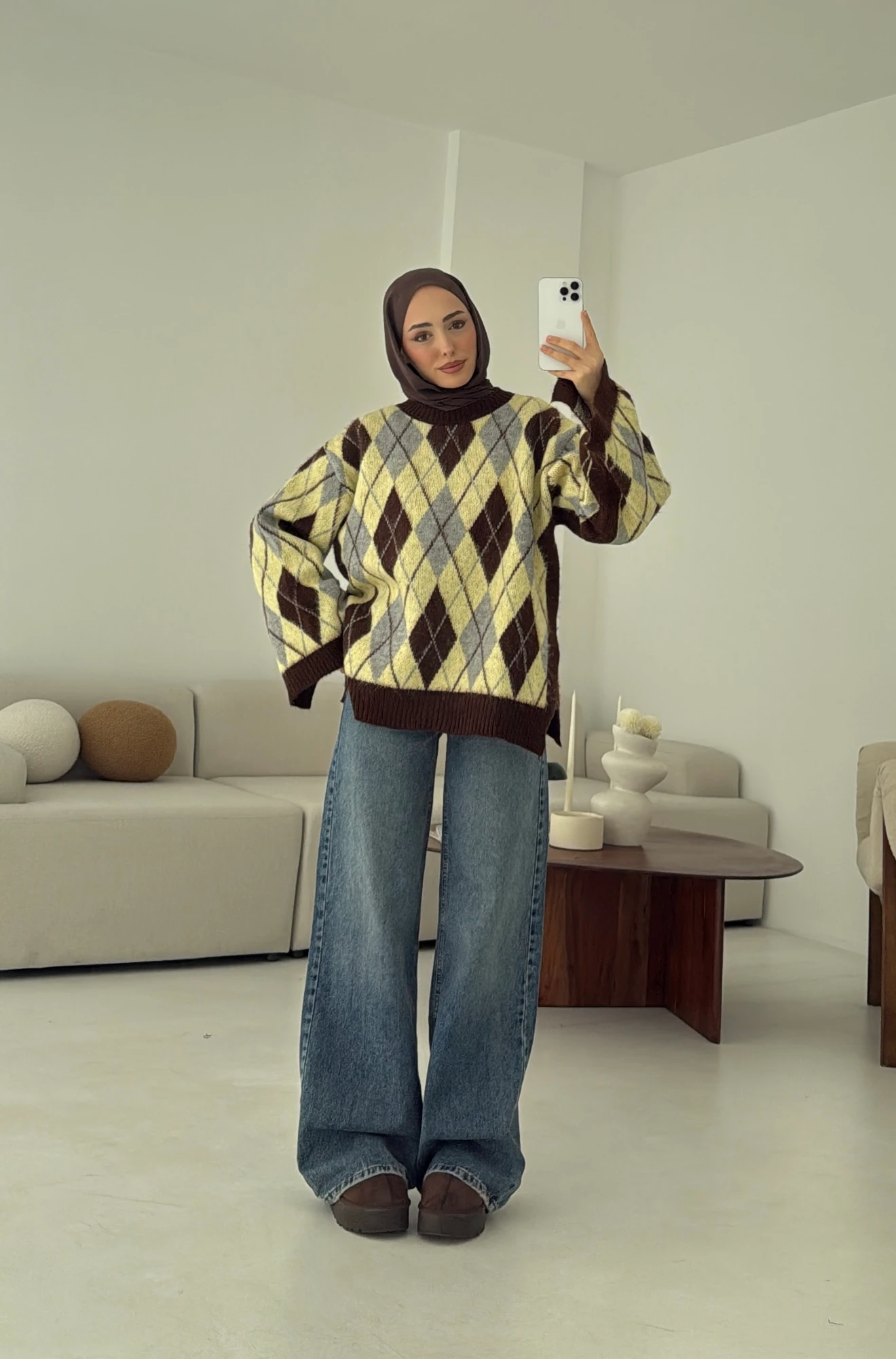 Kolu Yırtmaç Detay Tasarım Kazak Sarı