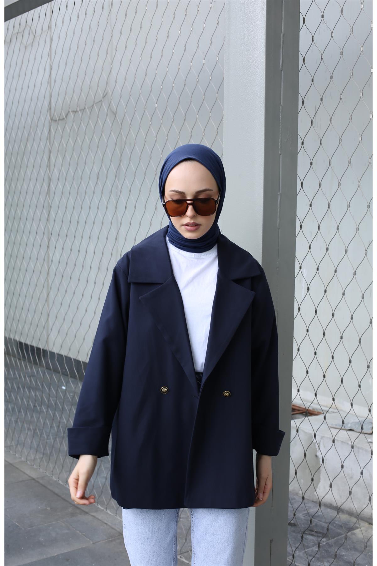 Double Kol Blazer Ceket Lacivert