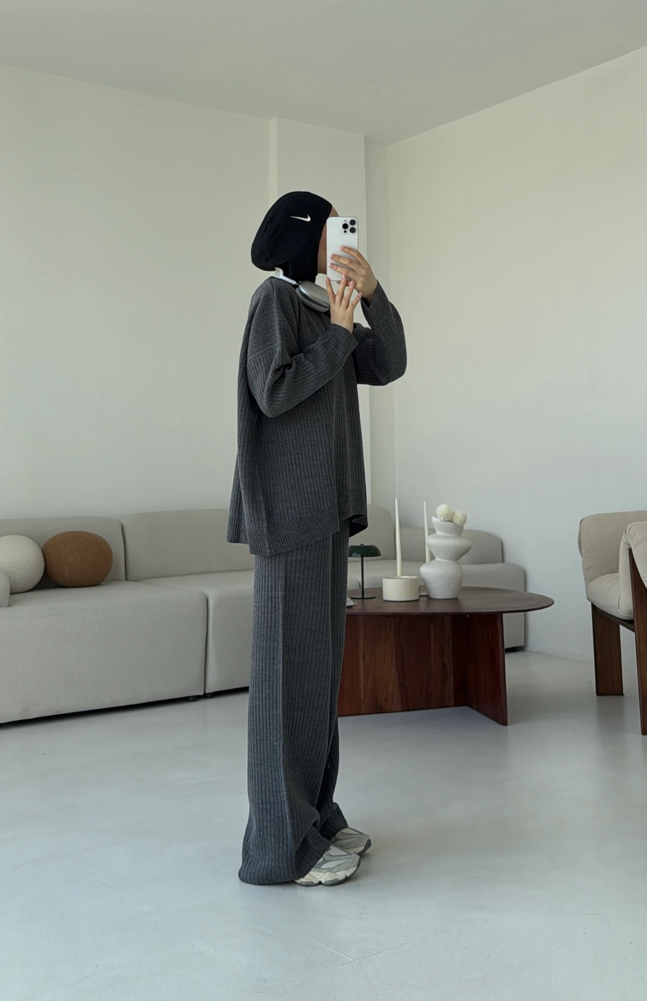  Bisiklet Yaka Triko Takım Füme