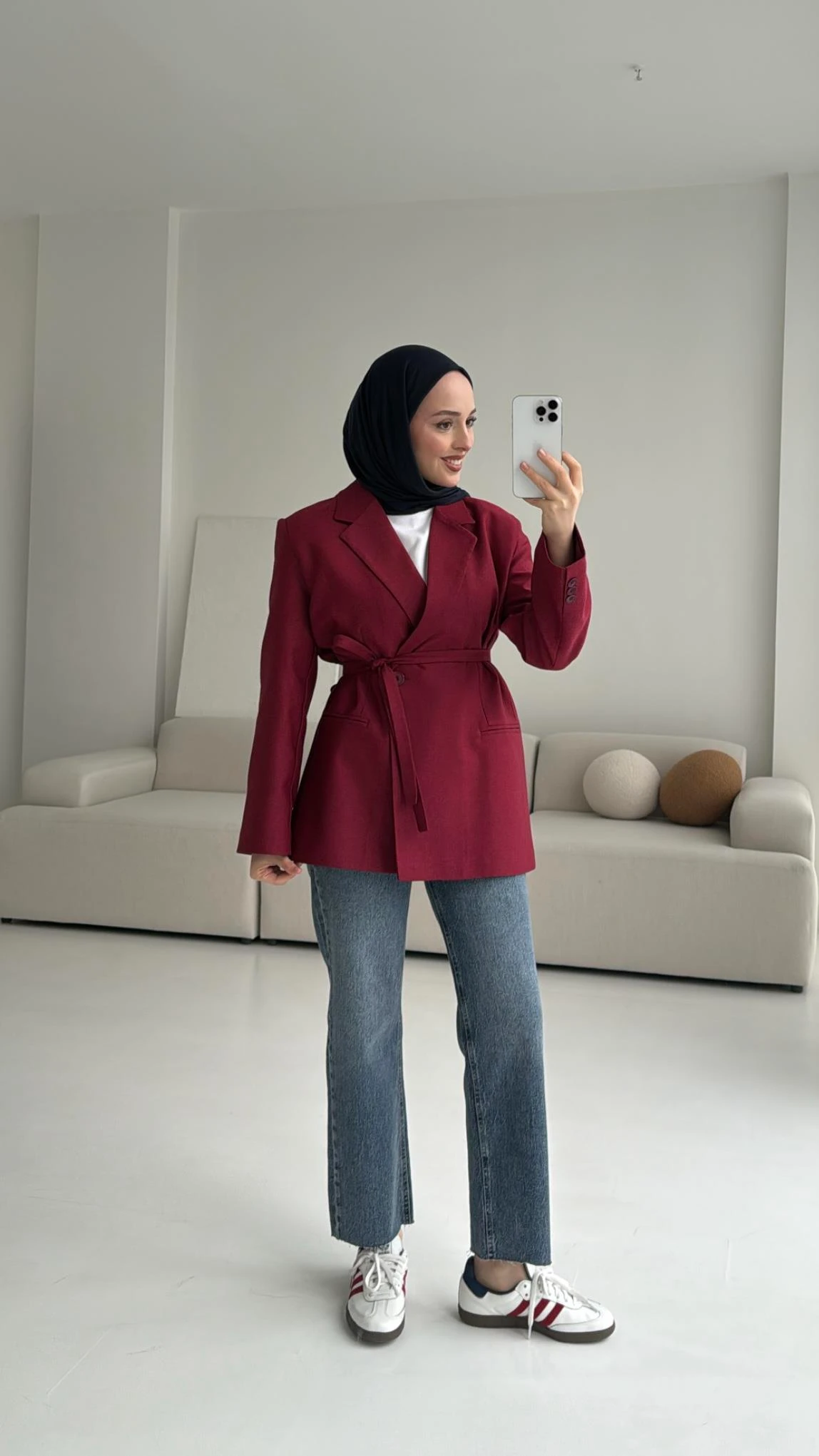 Bağlamalı Blazer Ceket Bordo