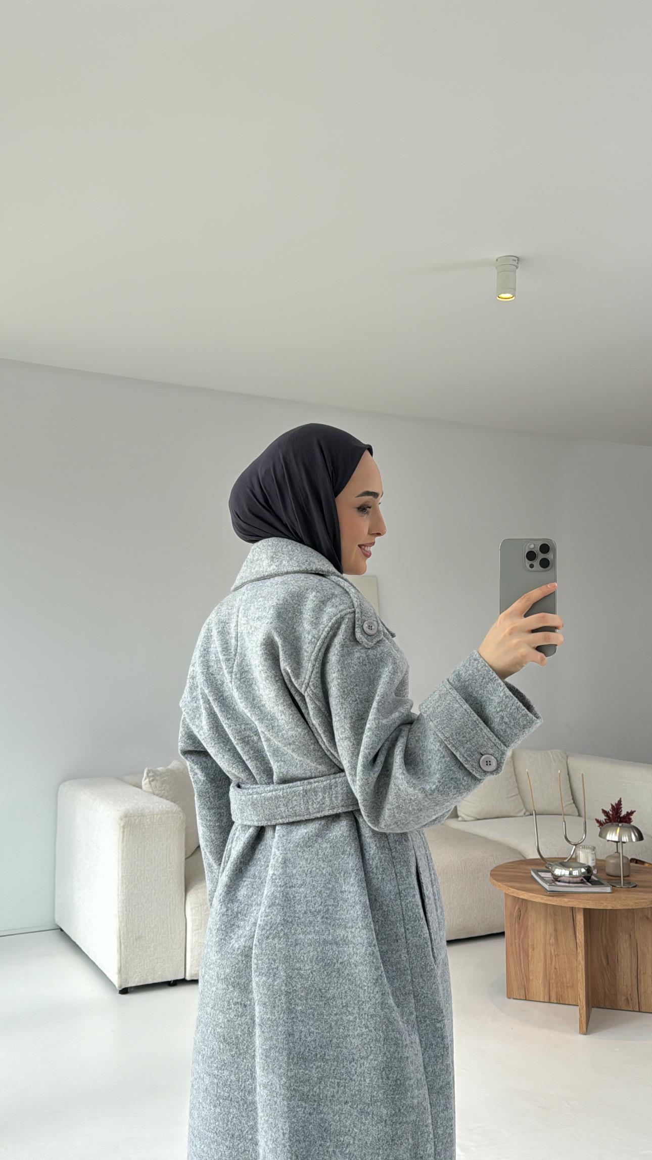 Gri Kemerli Premium Kaban