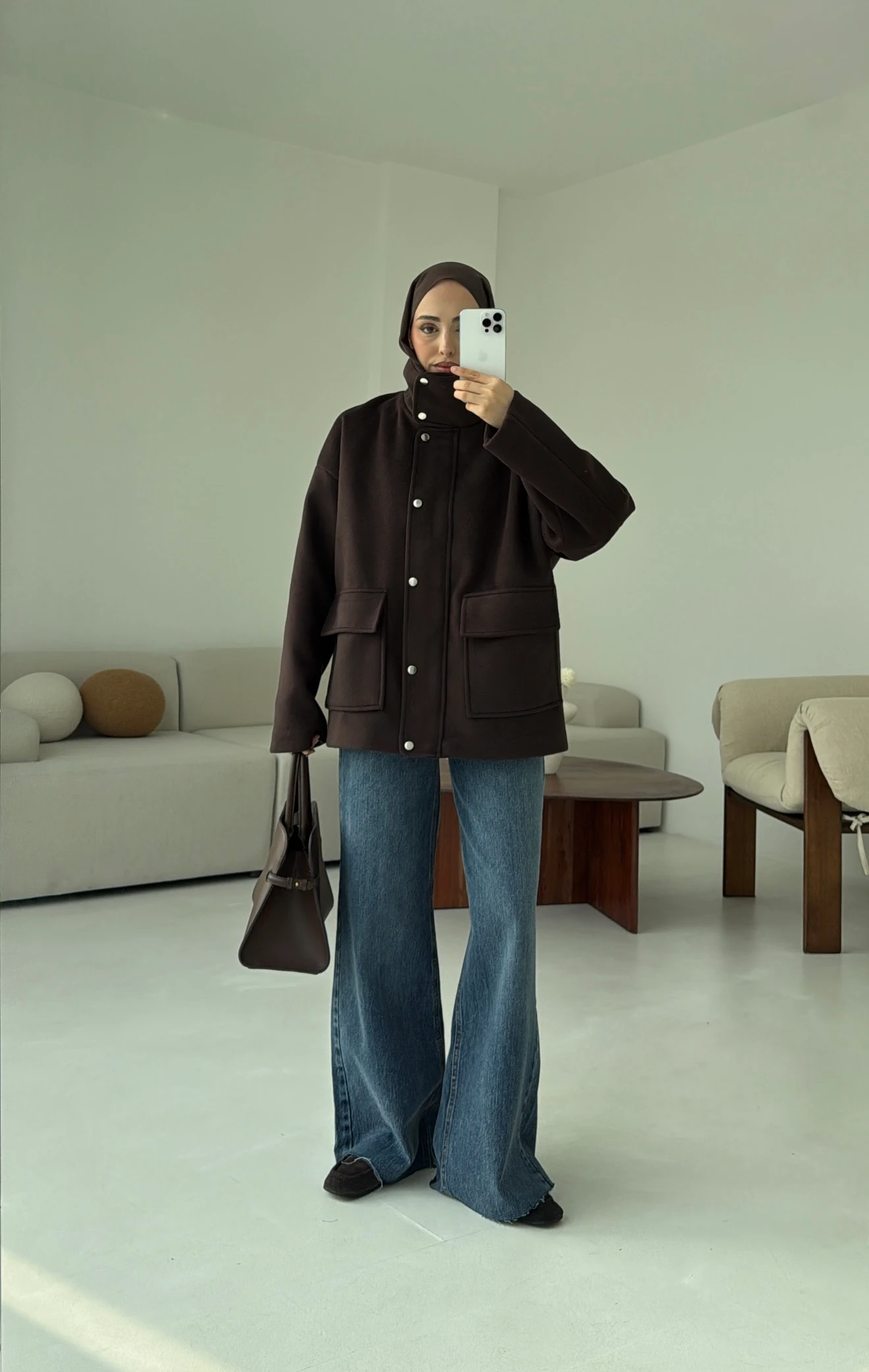 Klapalı Tasarım Kaban Kahve