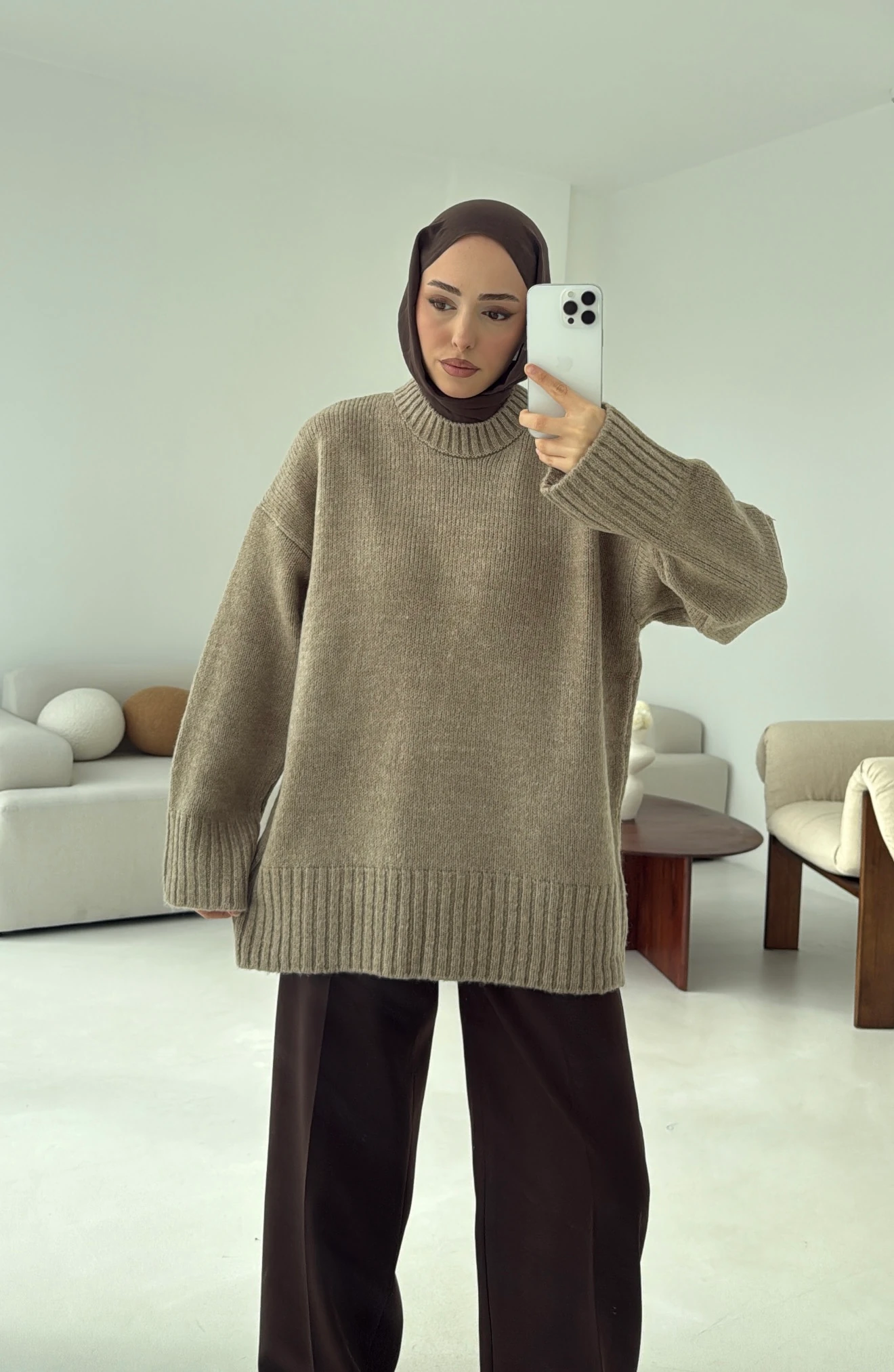 Oversize Soft Triko Kazak Vizon