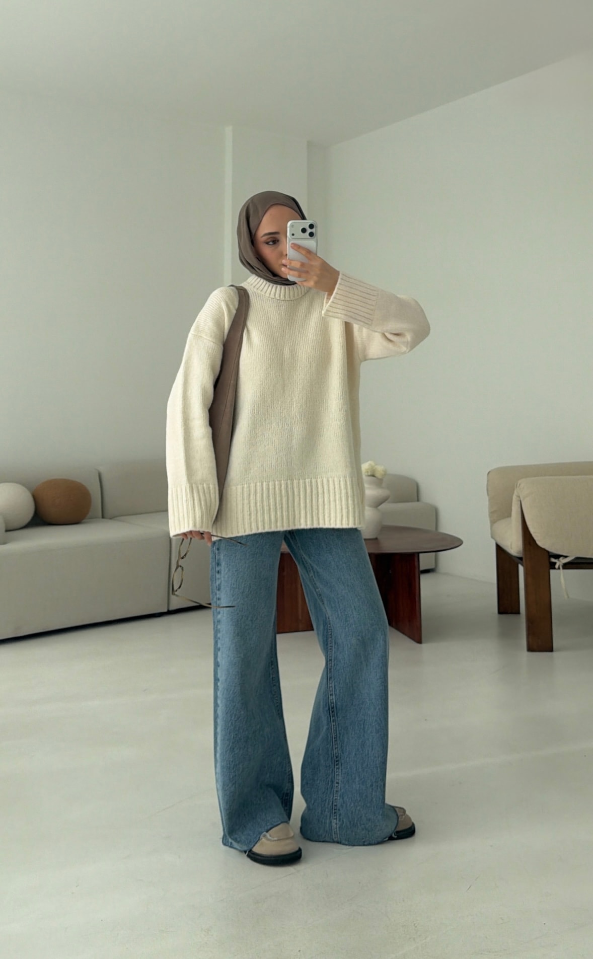 Oversize Soft Triko Kazak Krem