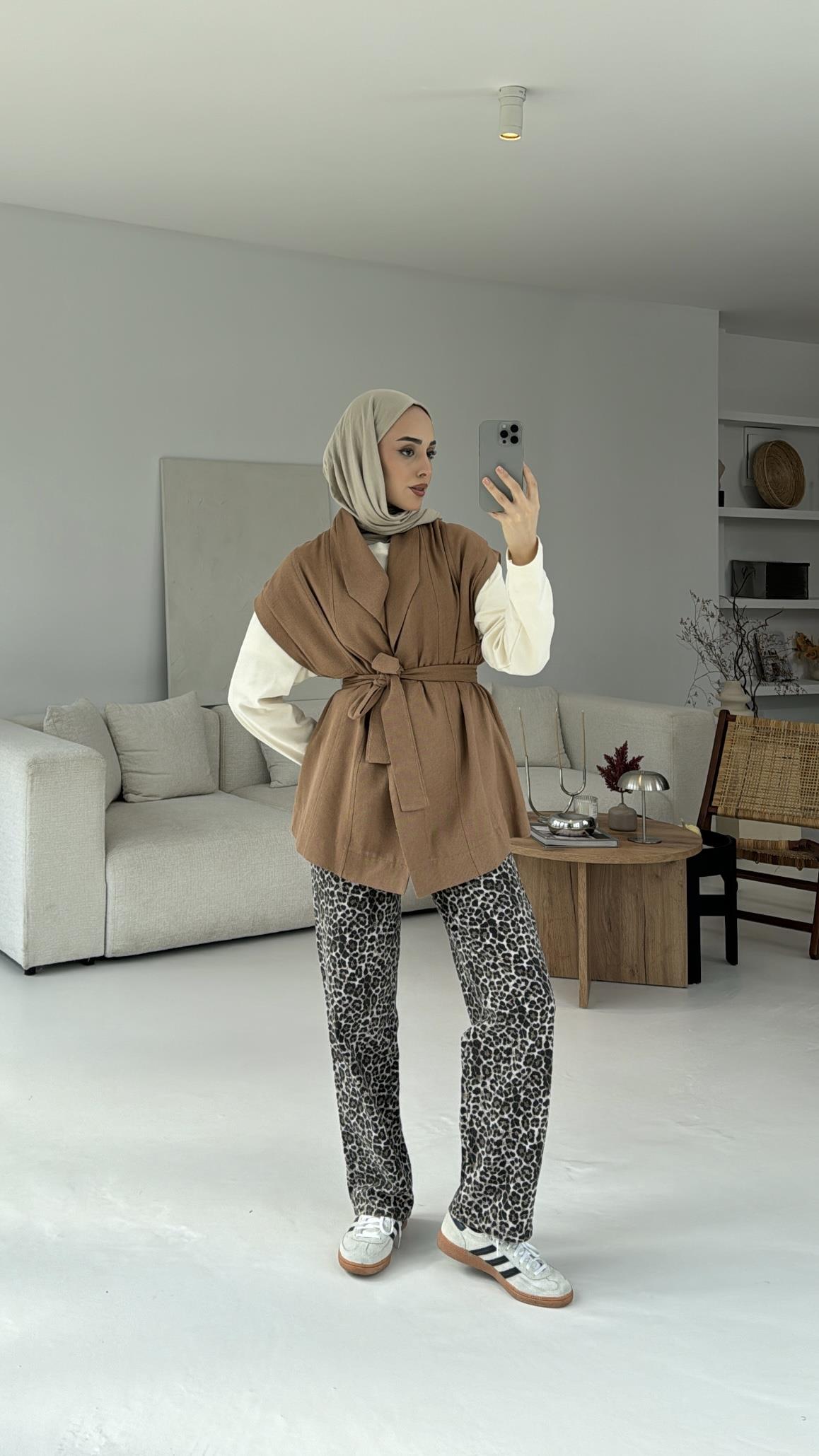 Pamuklu Gabardin Bağlamalı Yelek