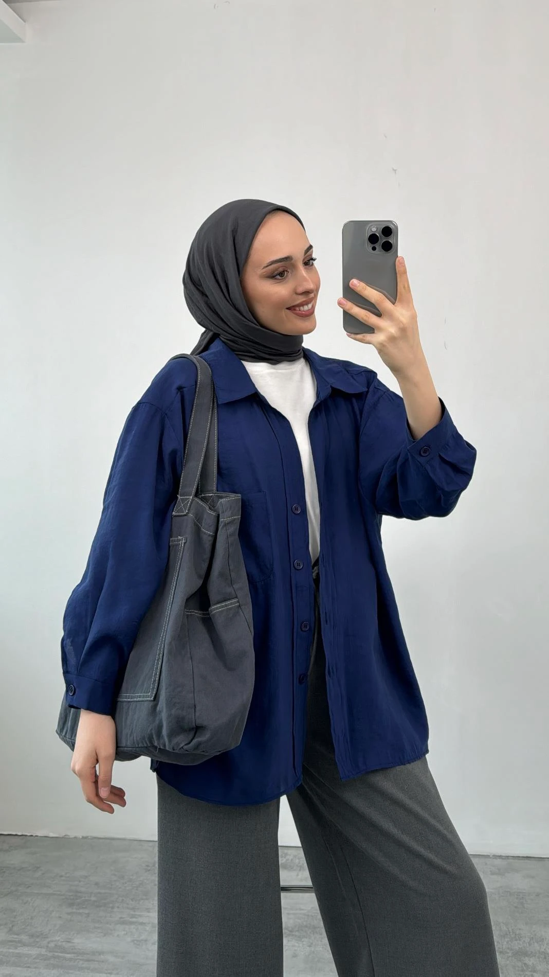 Tencel Oversize Gömlek Lacivert