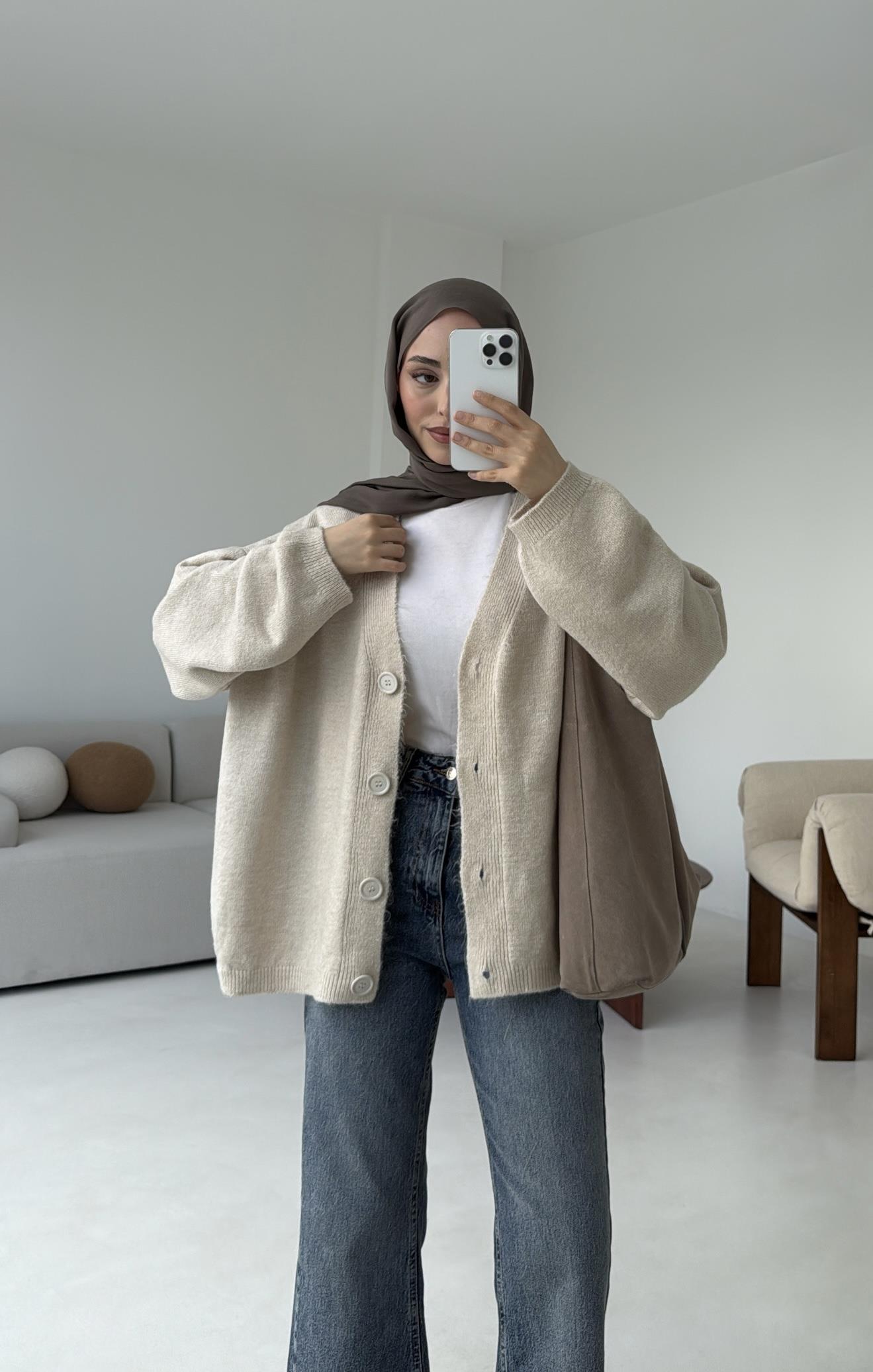 Oversize Yünlü Kazak Taş