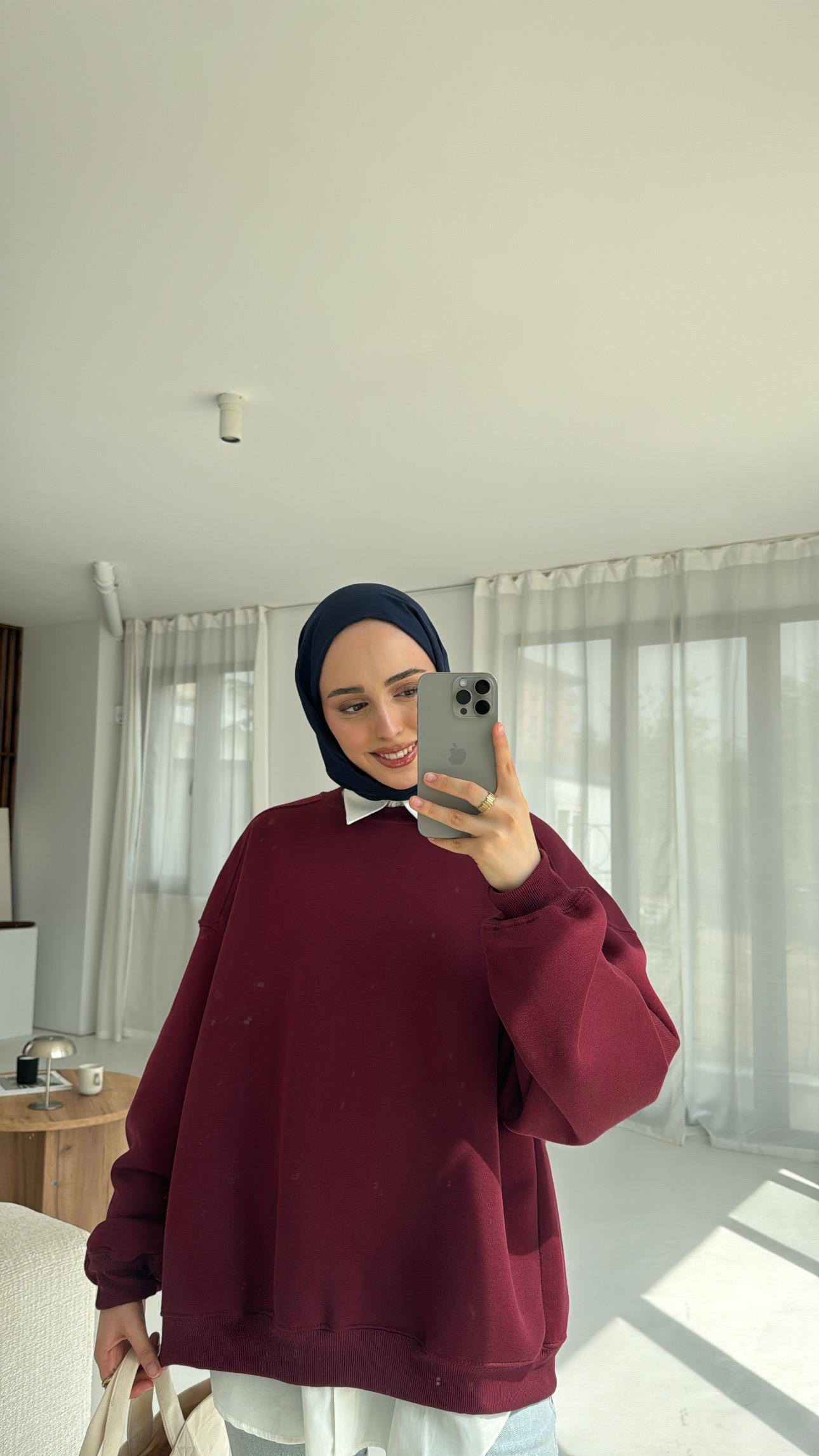 Oversize Bordo Sweatshırt