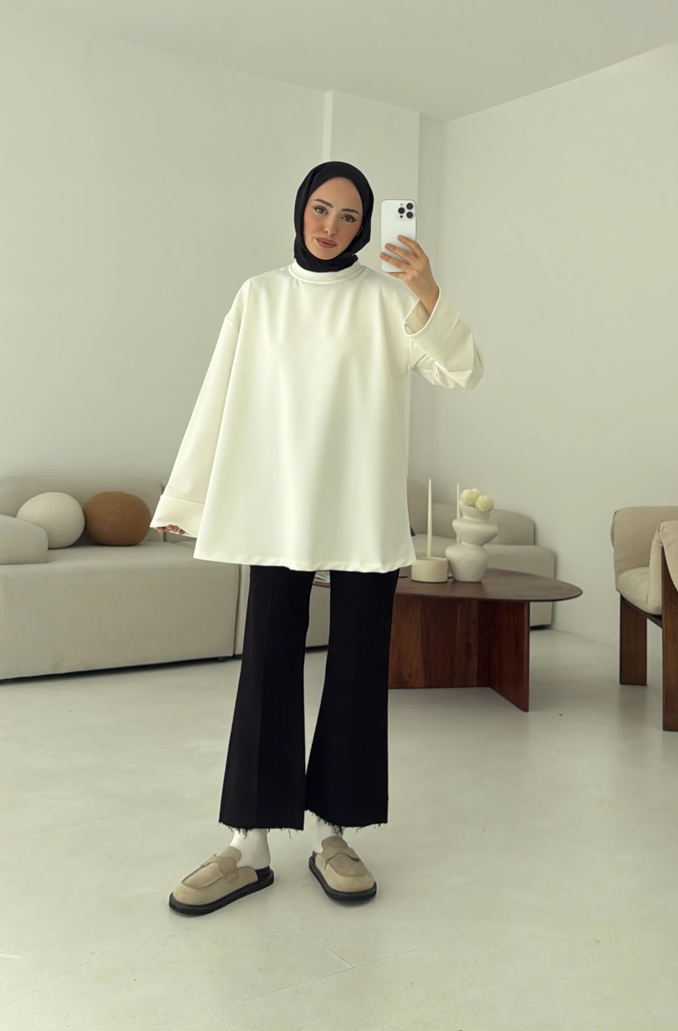 Dikiş Detay Basic Sweat Ekru