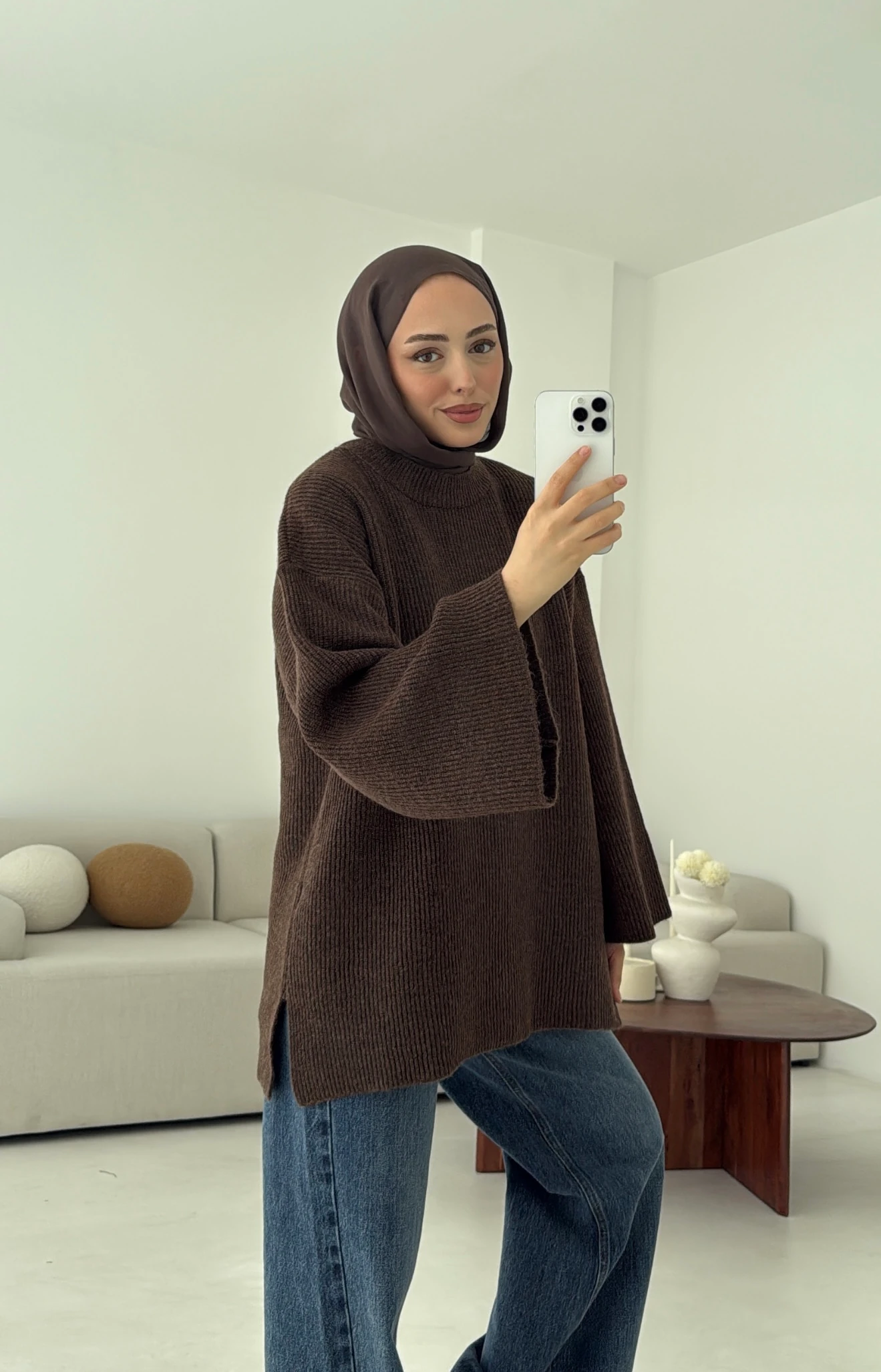  Premium Kalın Fitilli Kazak Kahve