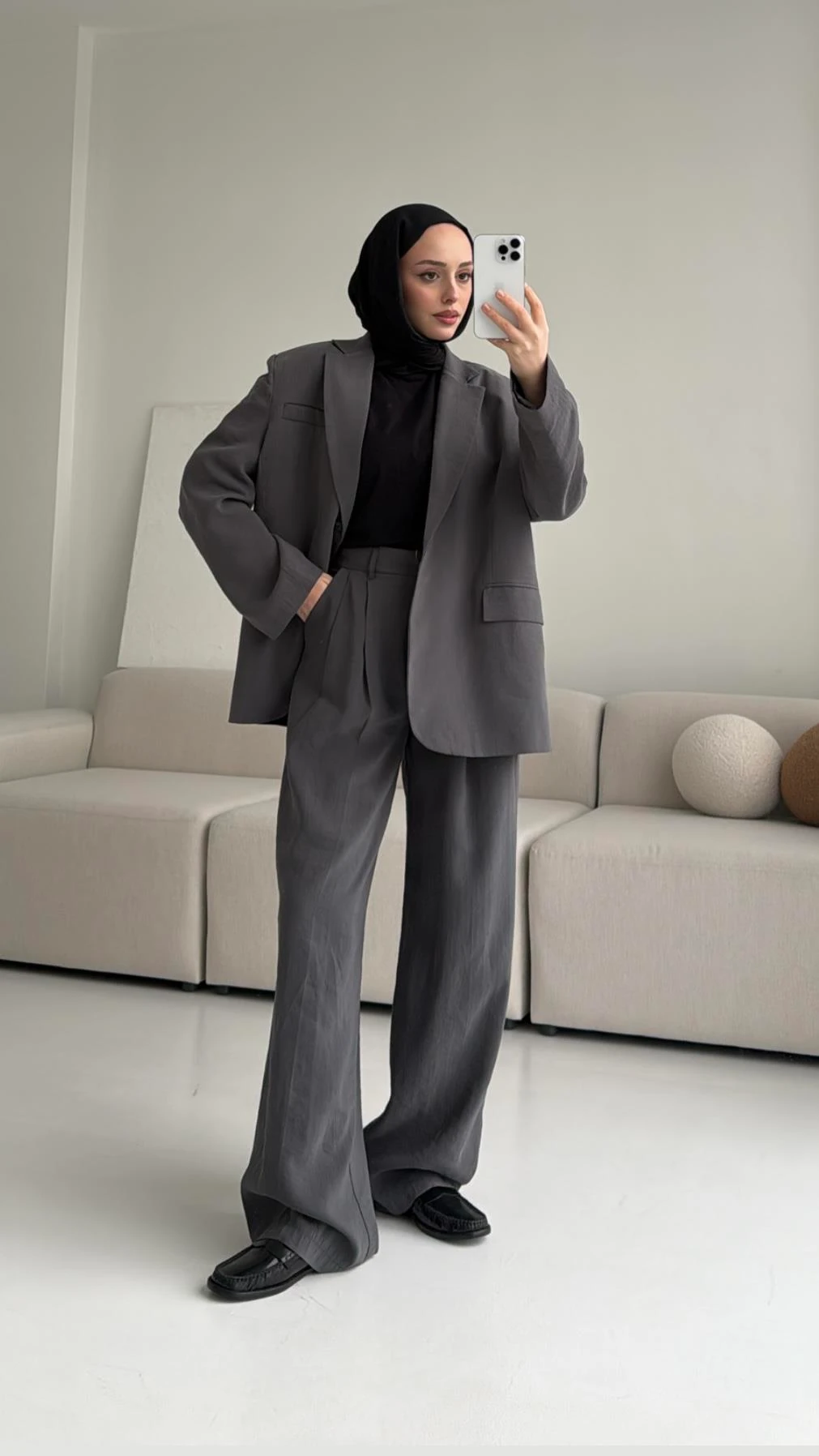 Tencel Tam Boy Gri Pantolon