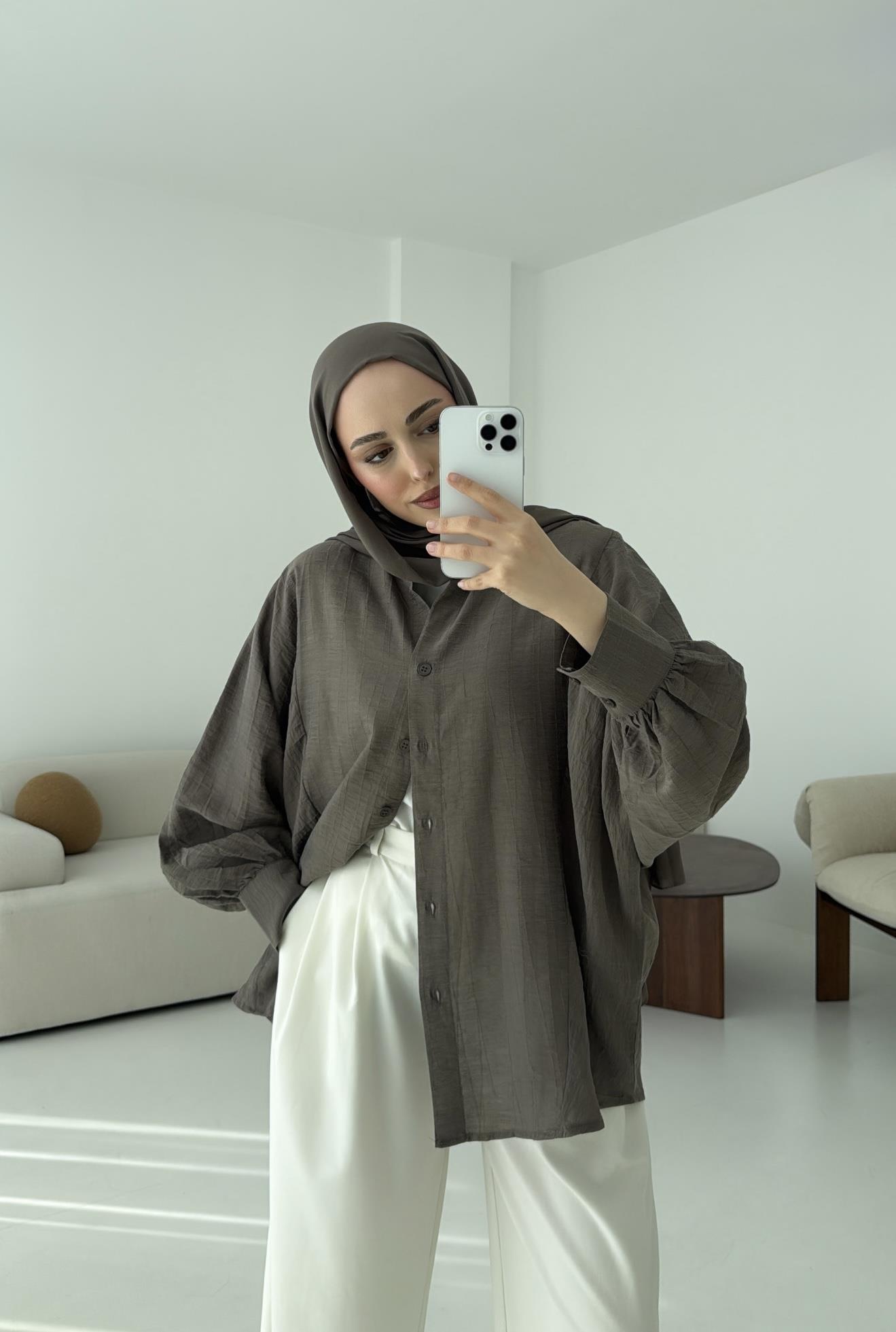 Oversize Premium Gömlek Haki
