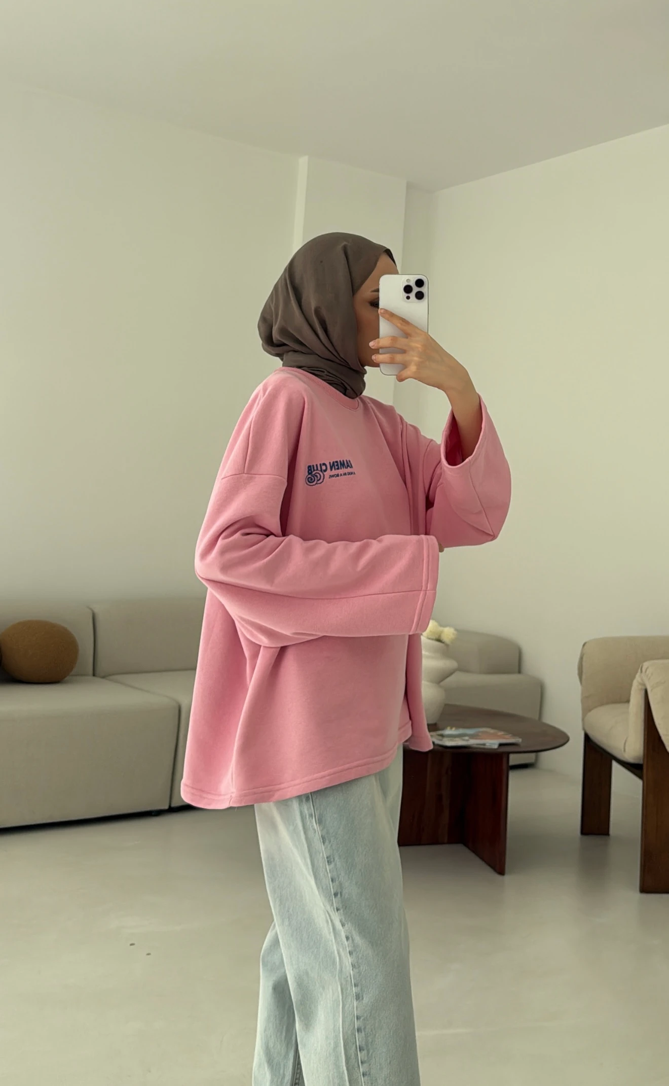 Ramen Baskılı Sweat Pembe