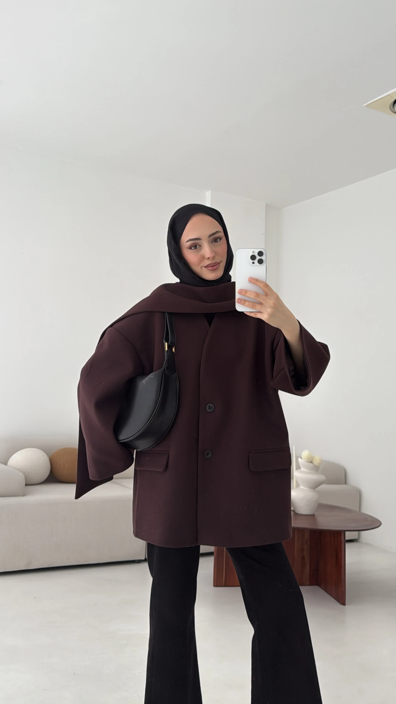 Düşük Omuz Atkılı Kaşe Ceket Mürdüm 