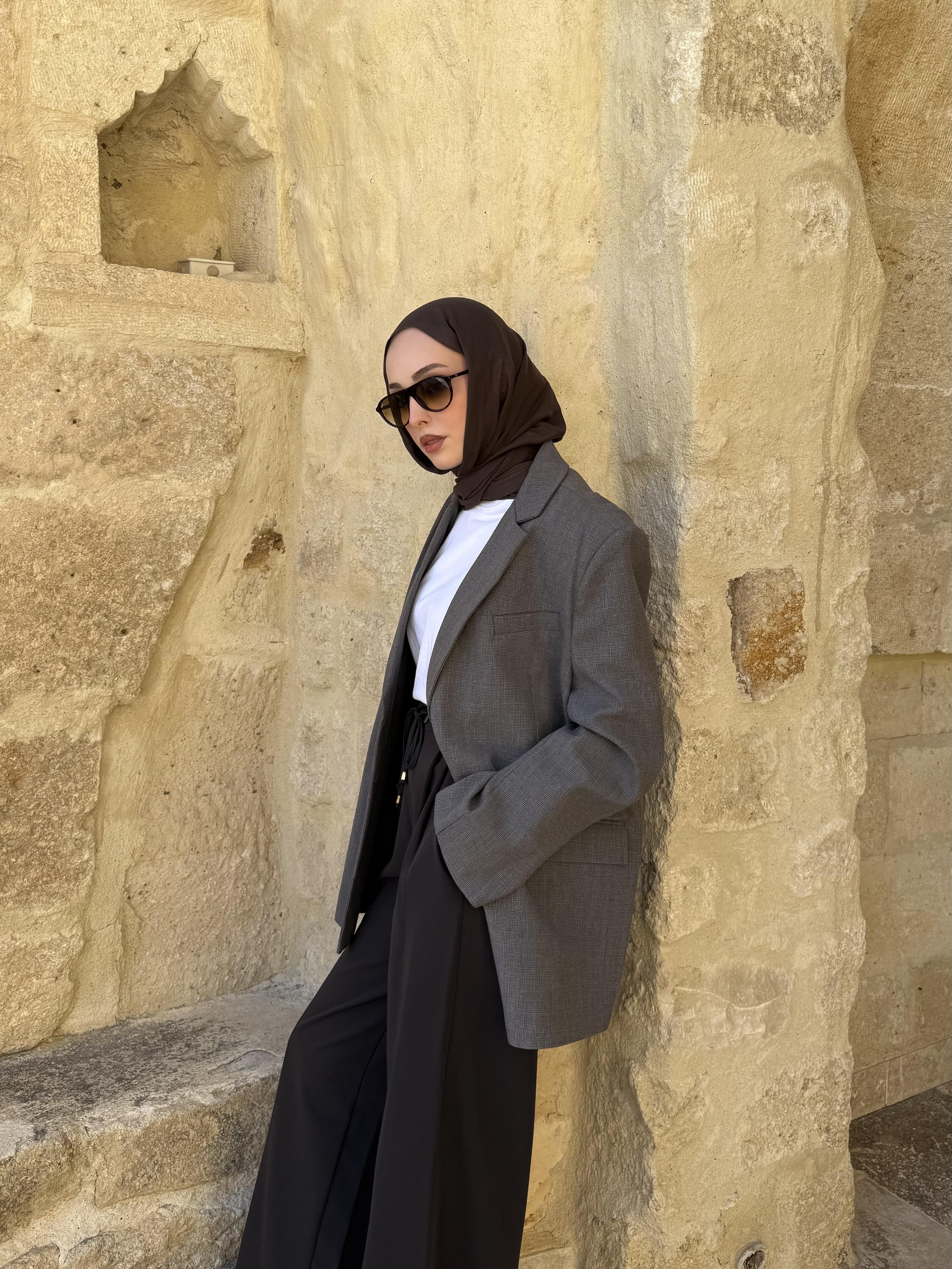 Gri Oversize Blazer Ceket