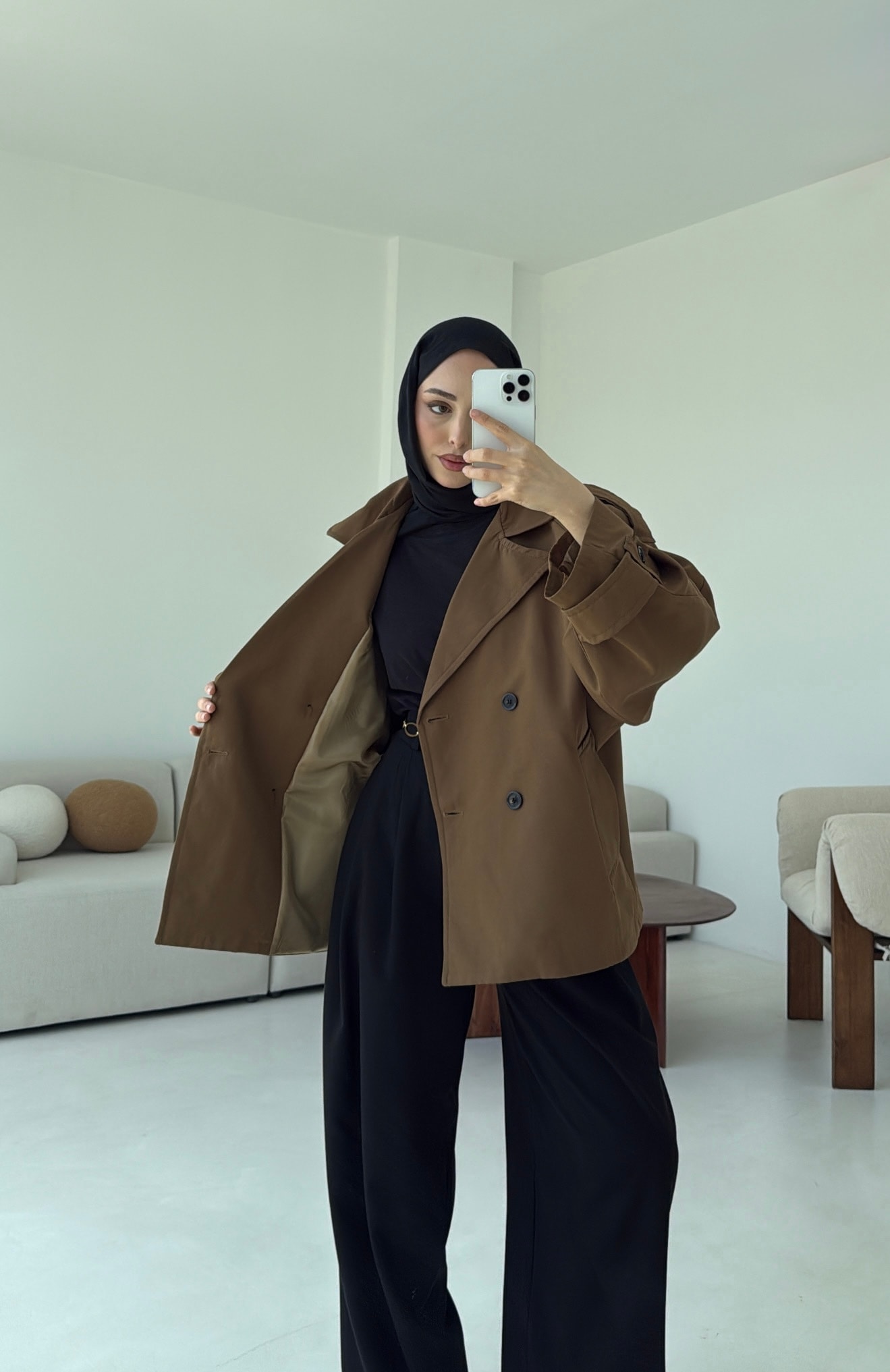 Geniş Kol Oversize Trençkot Olive