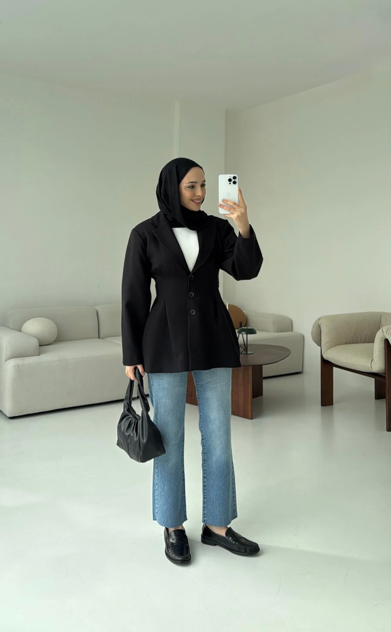 Belden Oturtmalı Tasarım Ceket Siyah