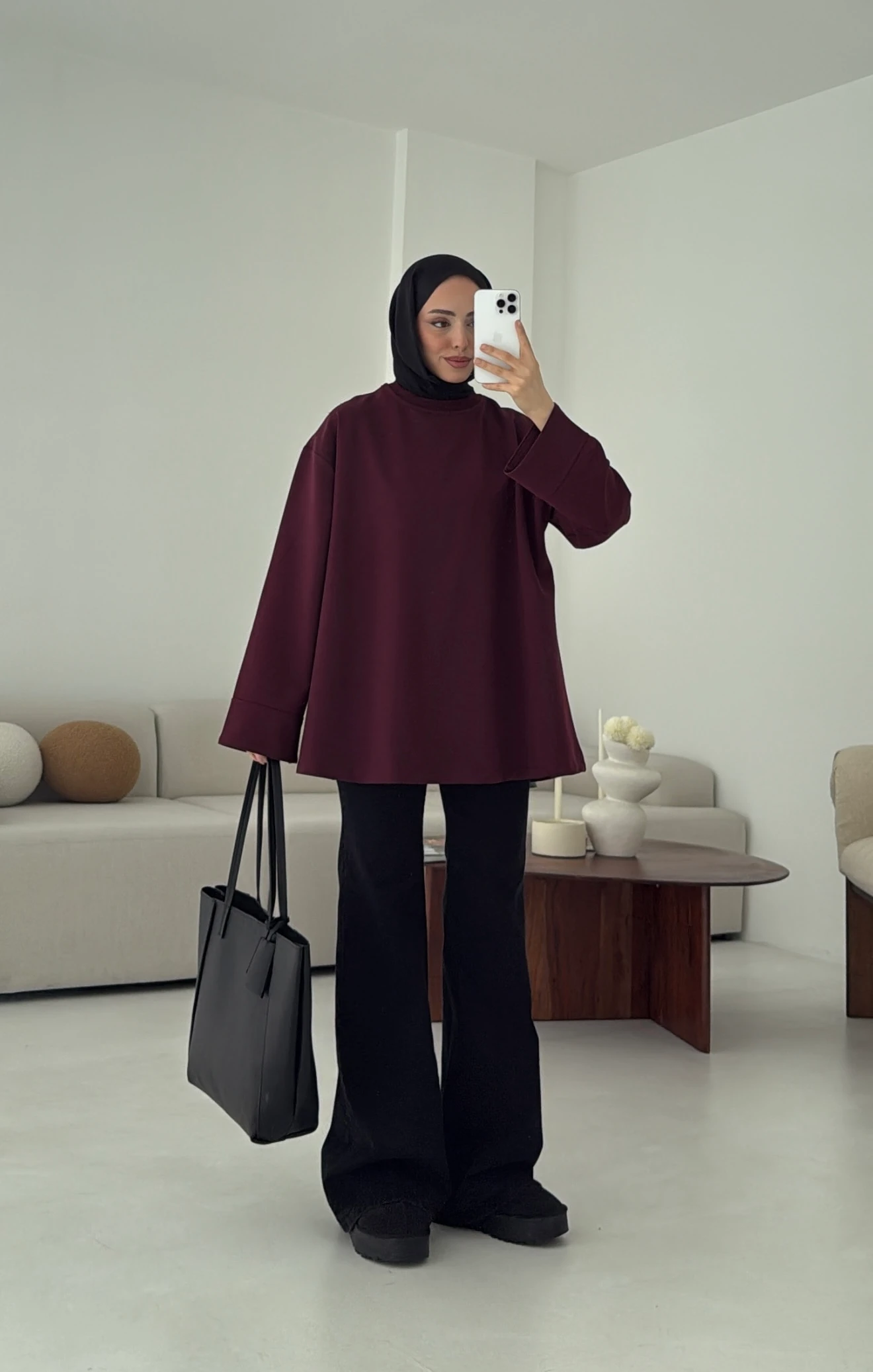 Dikiş Detay Basic Sweat Mürdüm