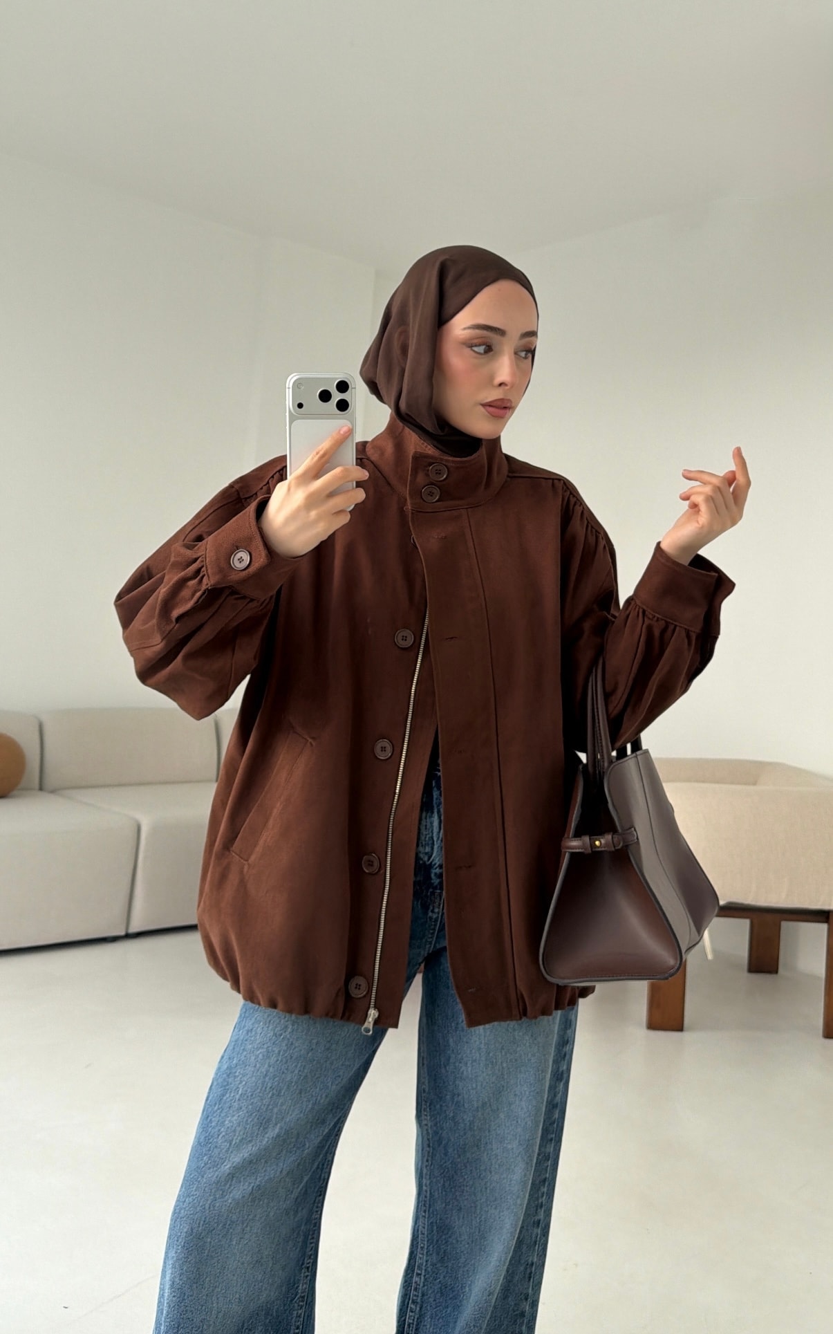 Bomber Gabardin Ceket Kahve