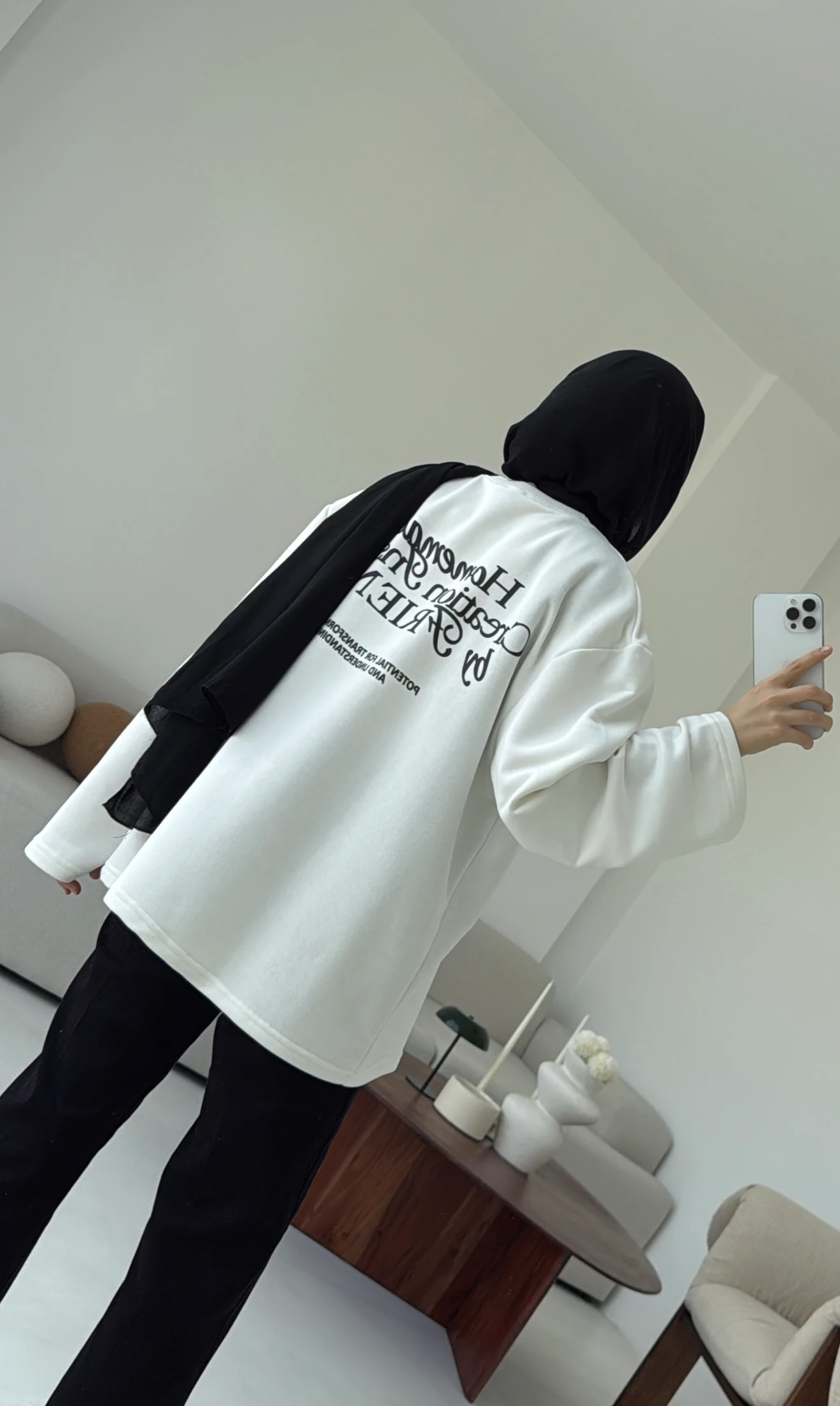 Version Baskılı Sweatshirt Beyaz
