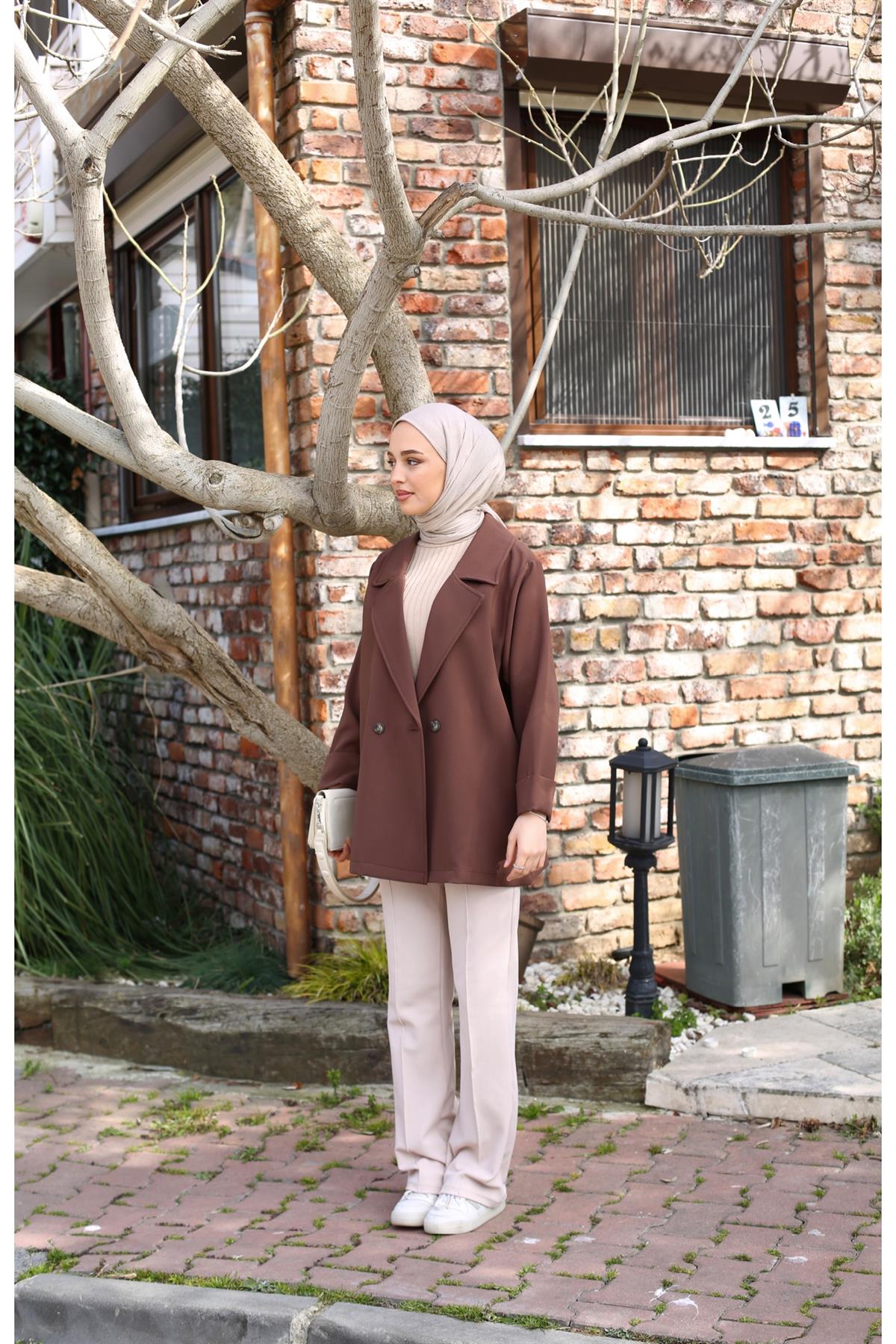 Oversize Ceket Kahve Yazlık