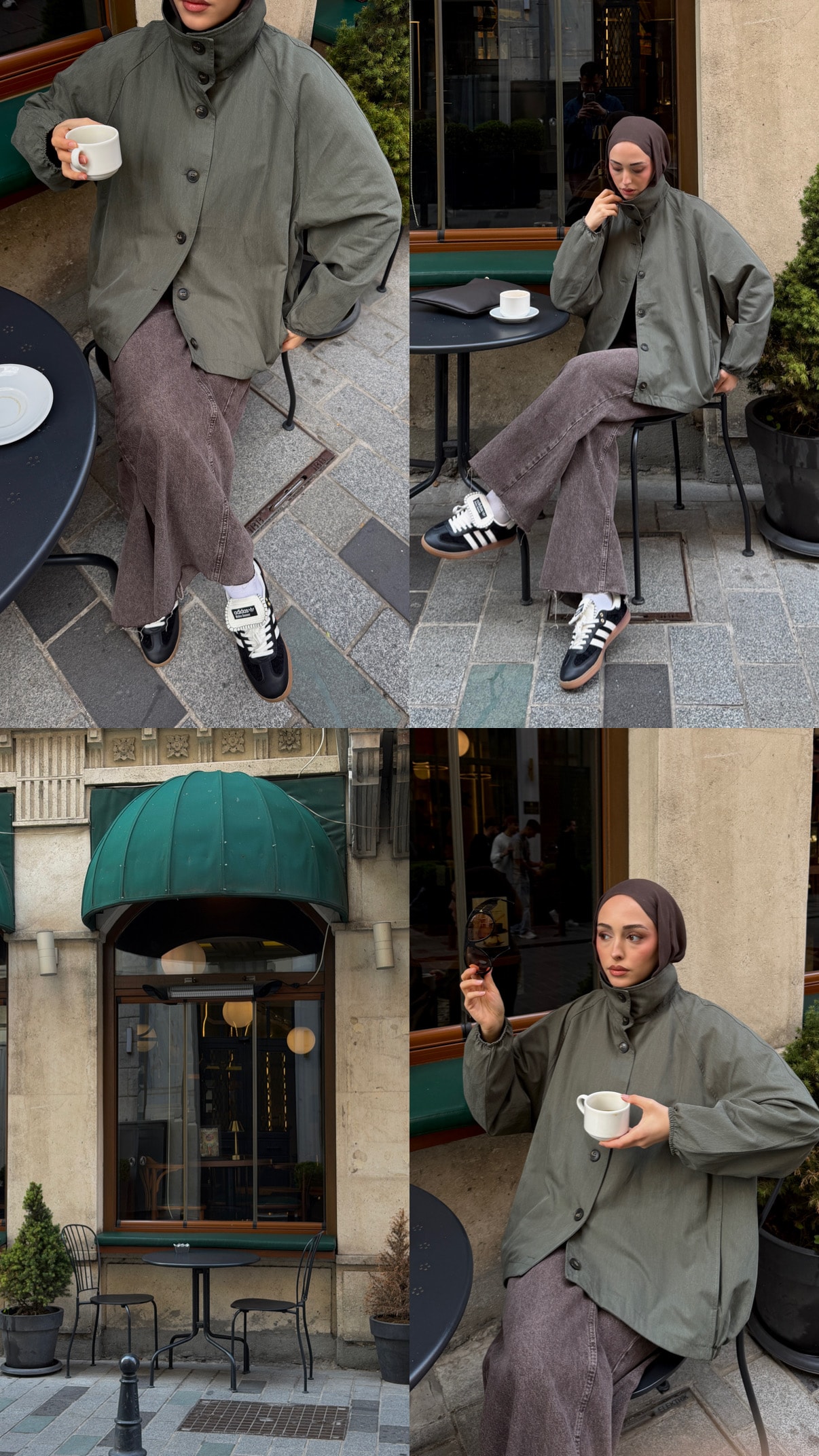 Dik Yaka Bomber Trençkot Haki