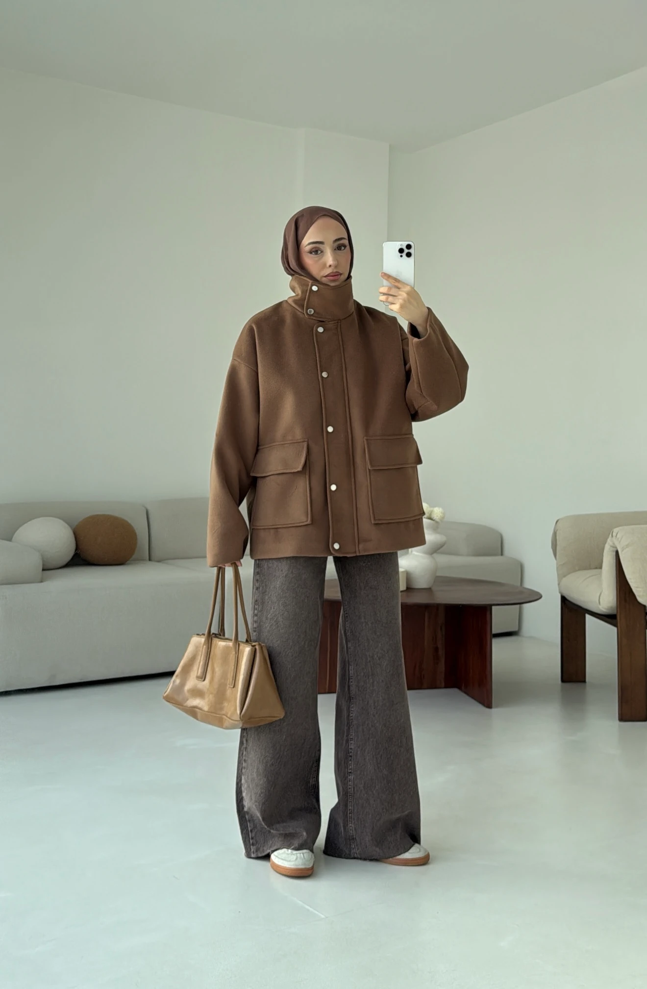 Klapalı Tasarım Kaban Kestane Kahve