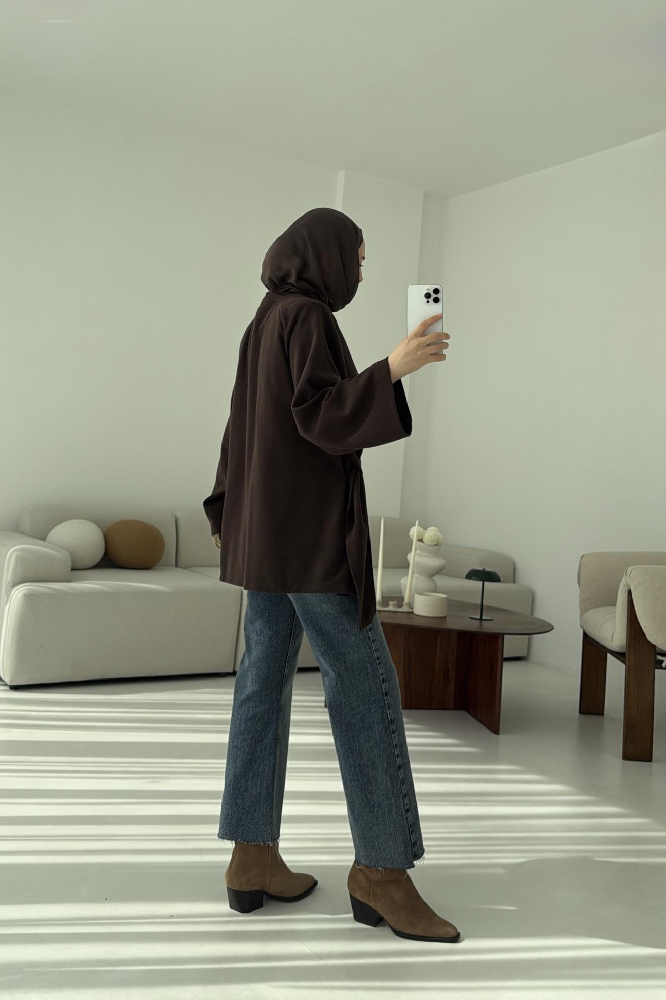 Yandan Şallı Tunik Kahve